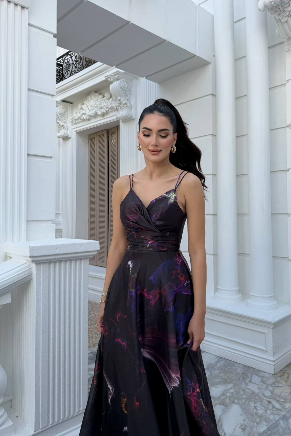 Feza Desenli Askı Detay Abiye 1093