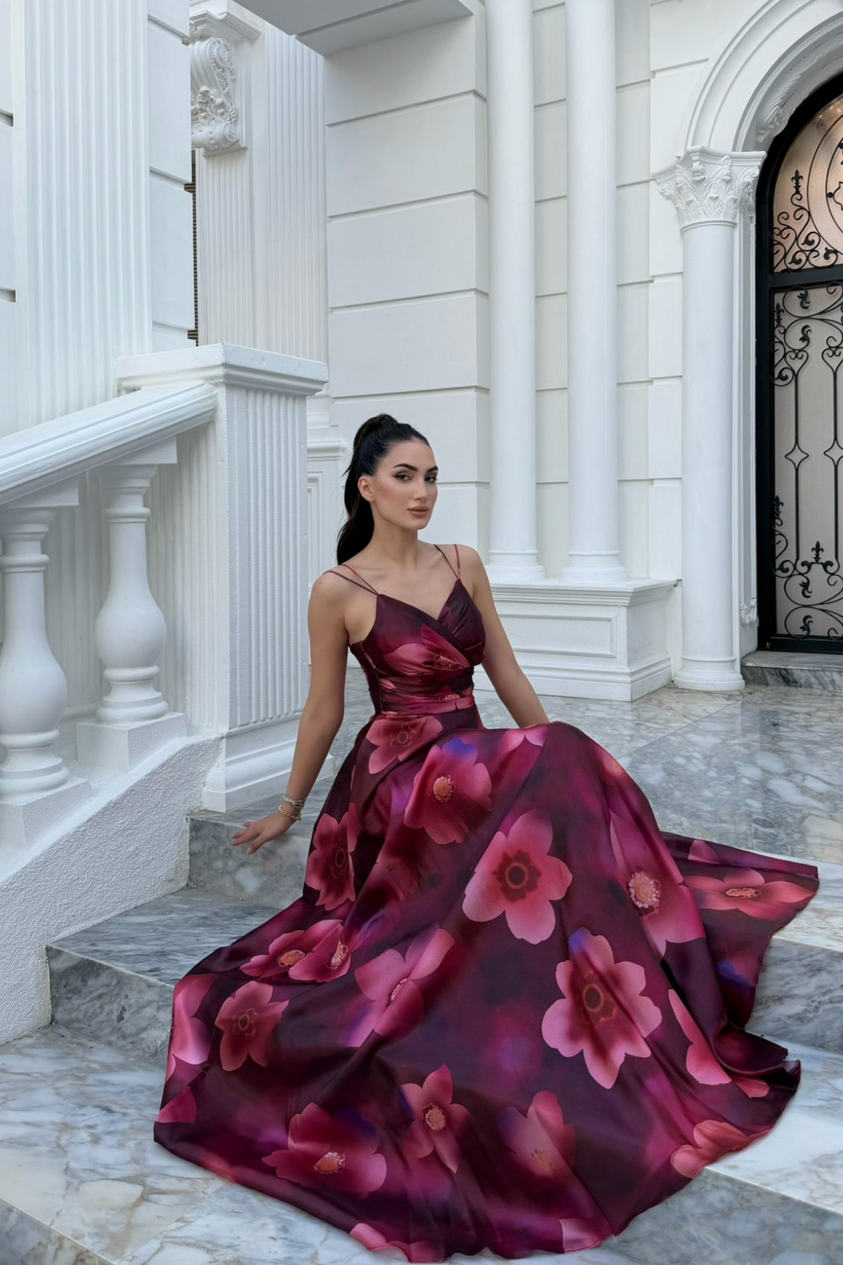 Feza Desenli Askı Detay Abiye 1093