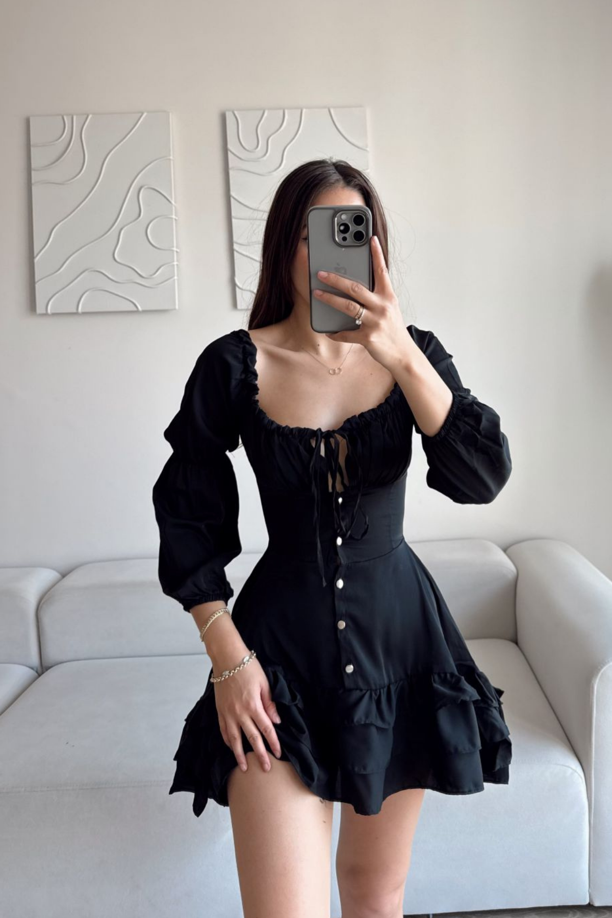 Jesica Kat Kat Elbise 8745 SİYAH
