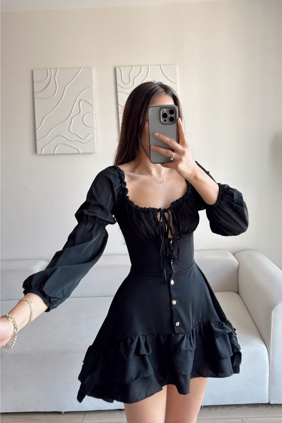 Jesica Kat Kat Elbise 8745 SİYAH
