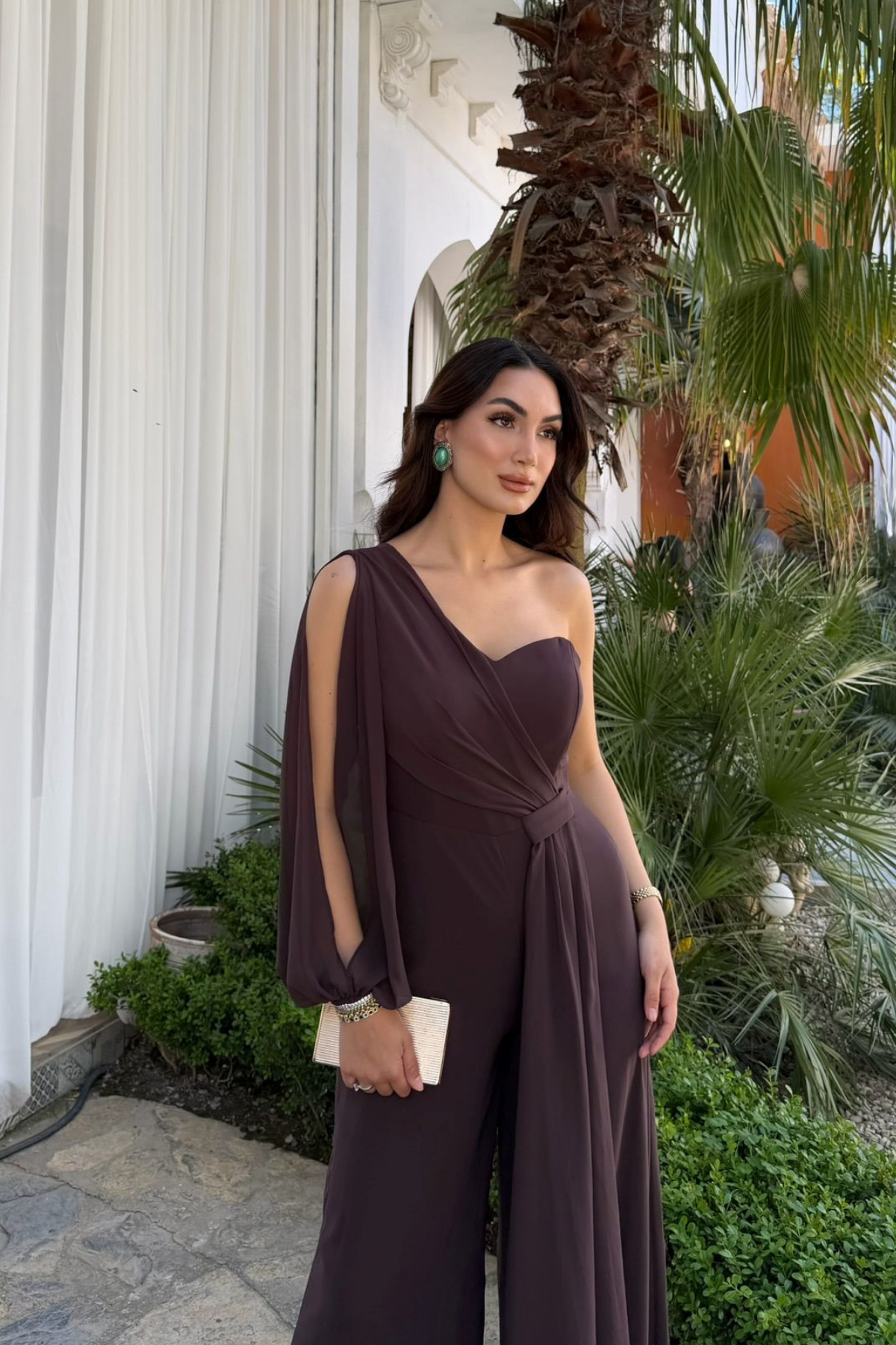 Nera Tek Kol Bağlamalı Şifon Tulum 9389