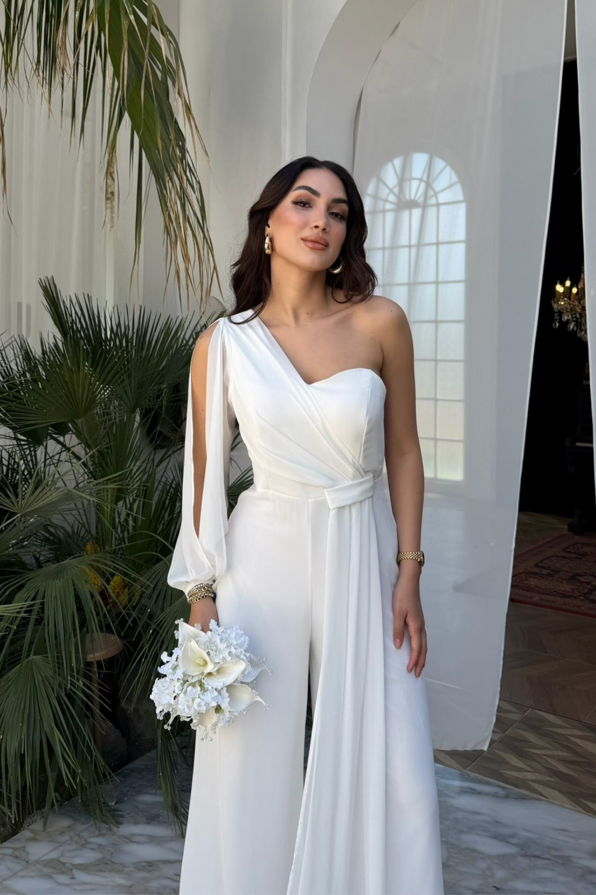 Nera Tek Kol Bağlamalı Şifon Tulum 9389