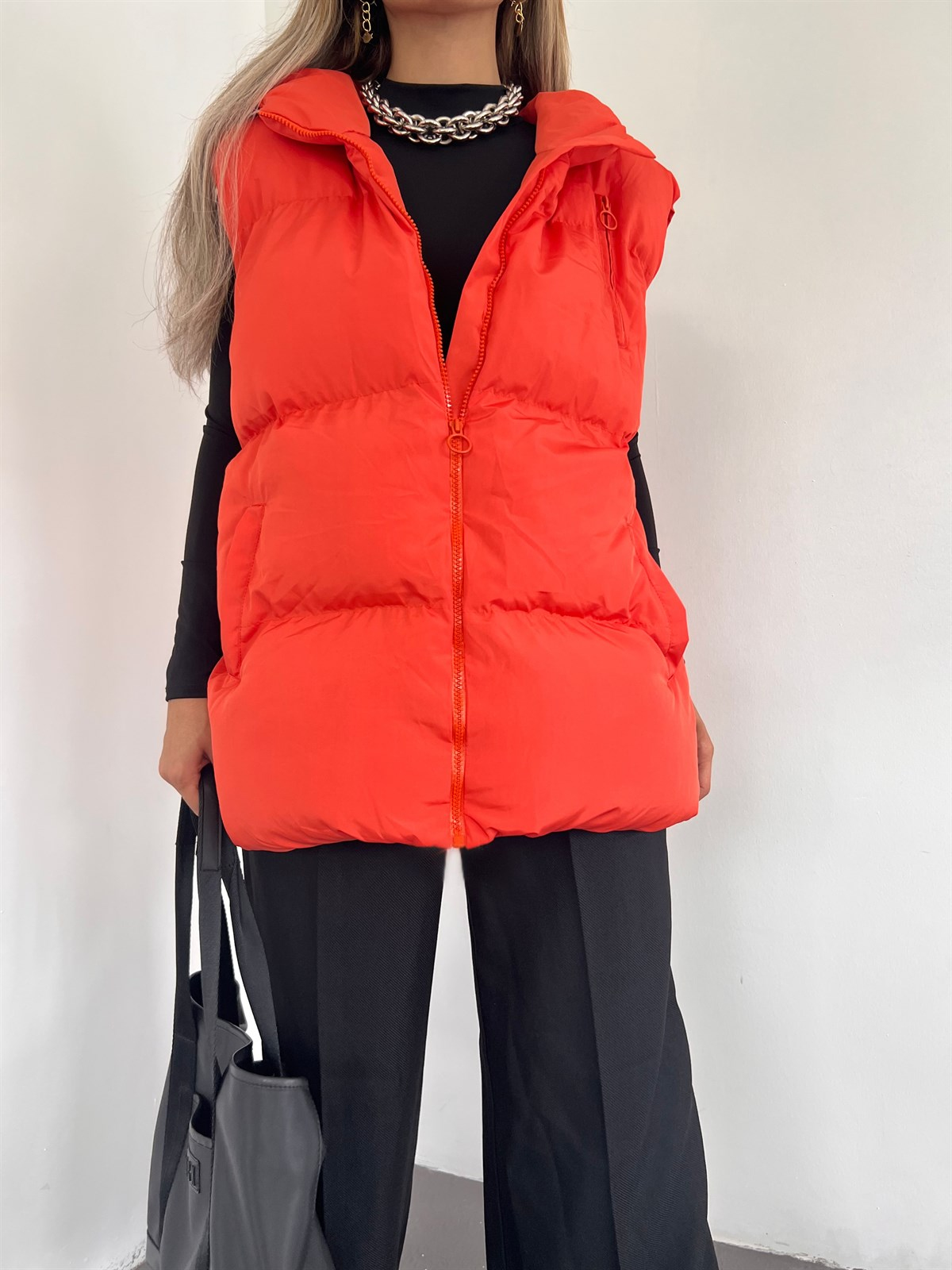 Oversize Şişme Yelek 8302 TURUNCU