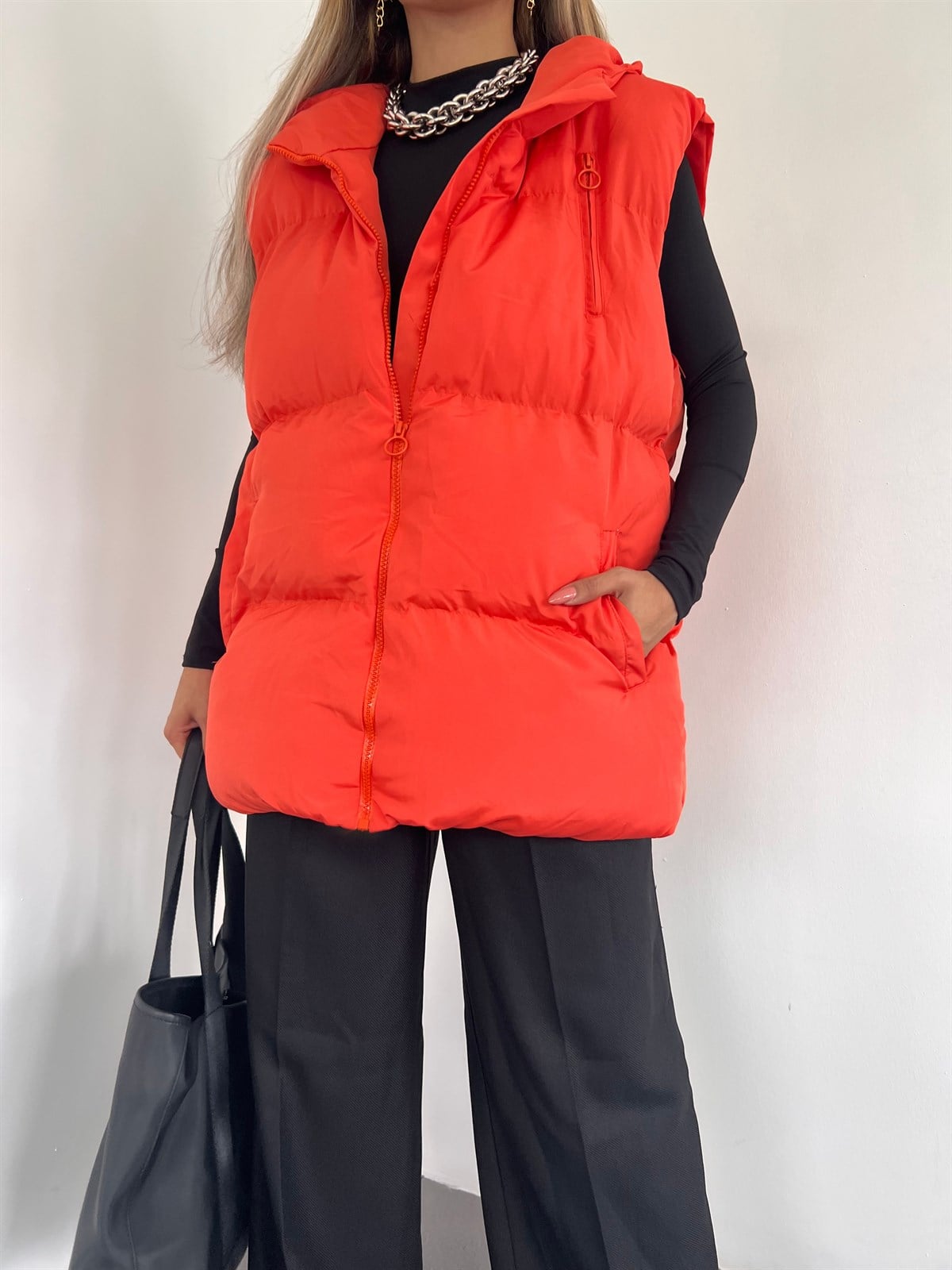 Oversize Şişme Yelek 8302 TURUNCU