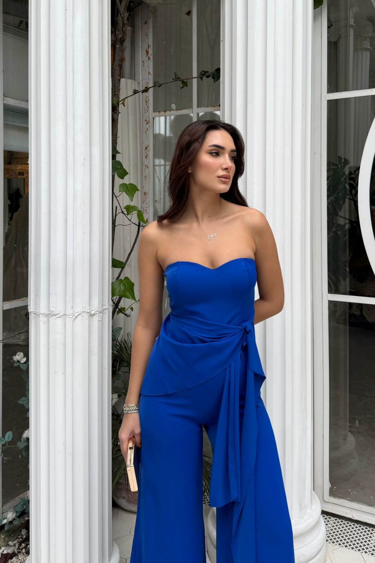 Oylum Straplez Bağlama Detay Tulum 9355 SAKS MAVİSİ