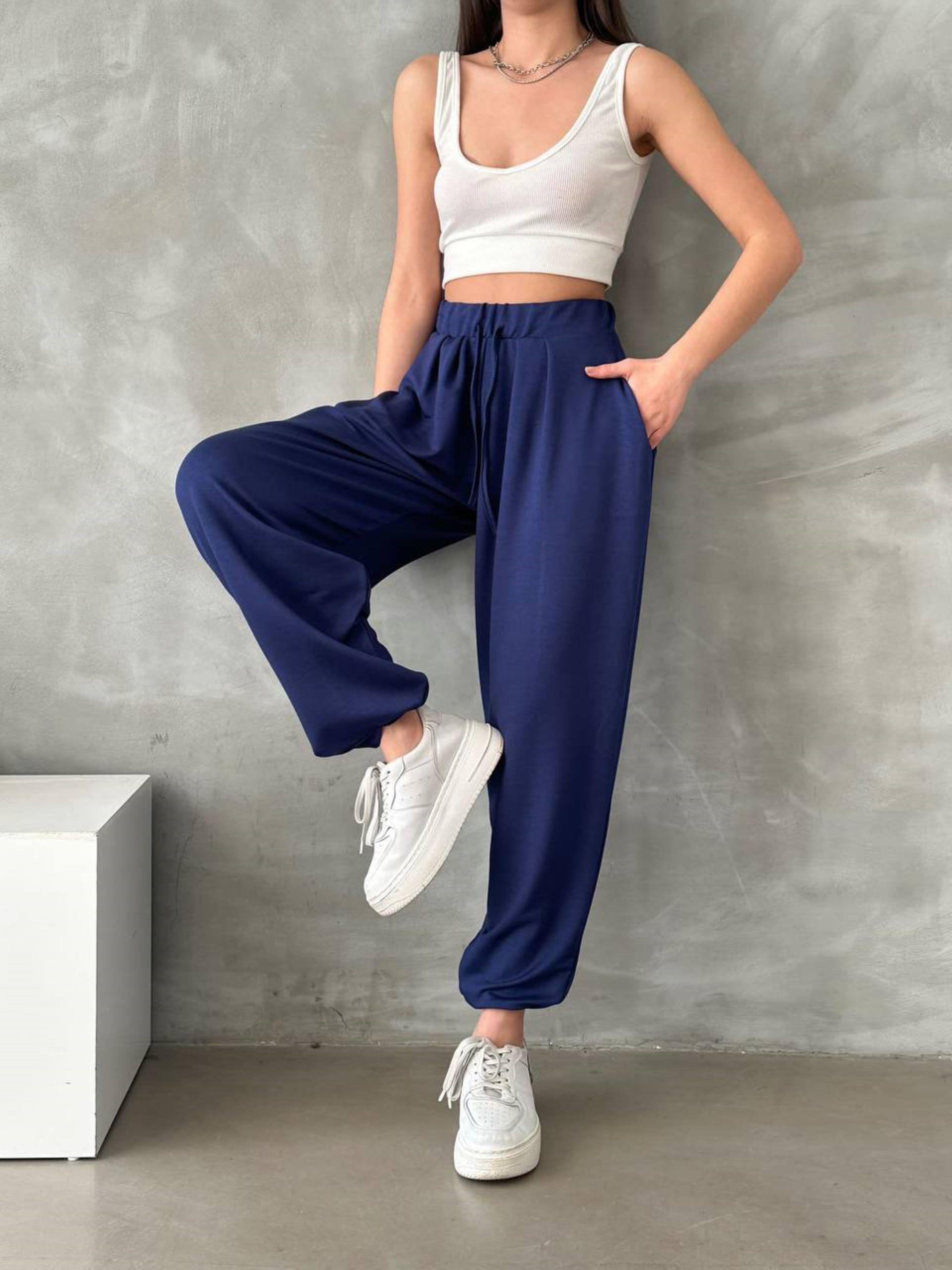 Oysho Kumaş Şalvar Pantolon 01522 LACİVERT