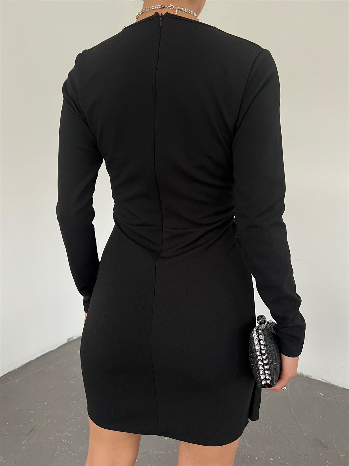 Pileli Anvelop Elbise 2943 SİYAH