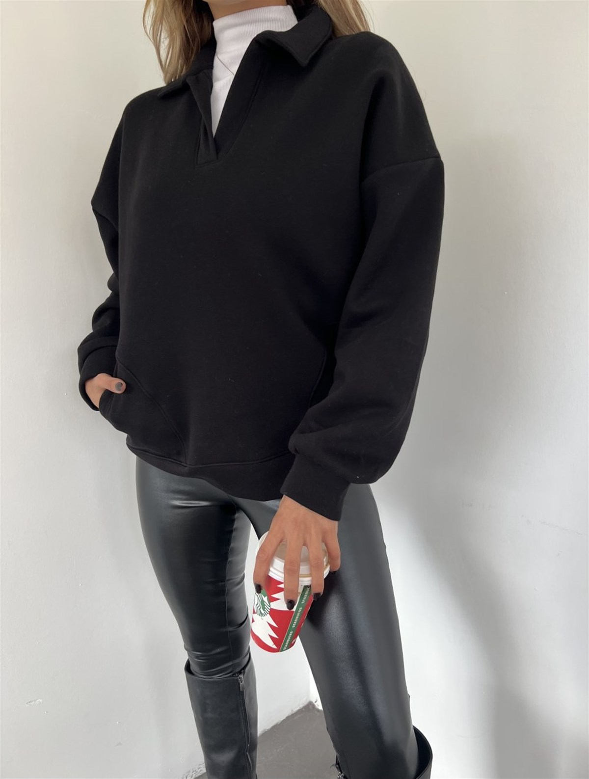 Polo Yaka Sweat 3283 SİYAH