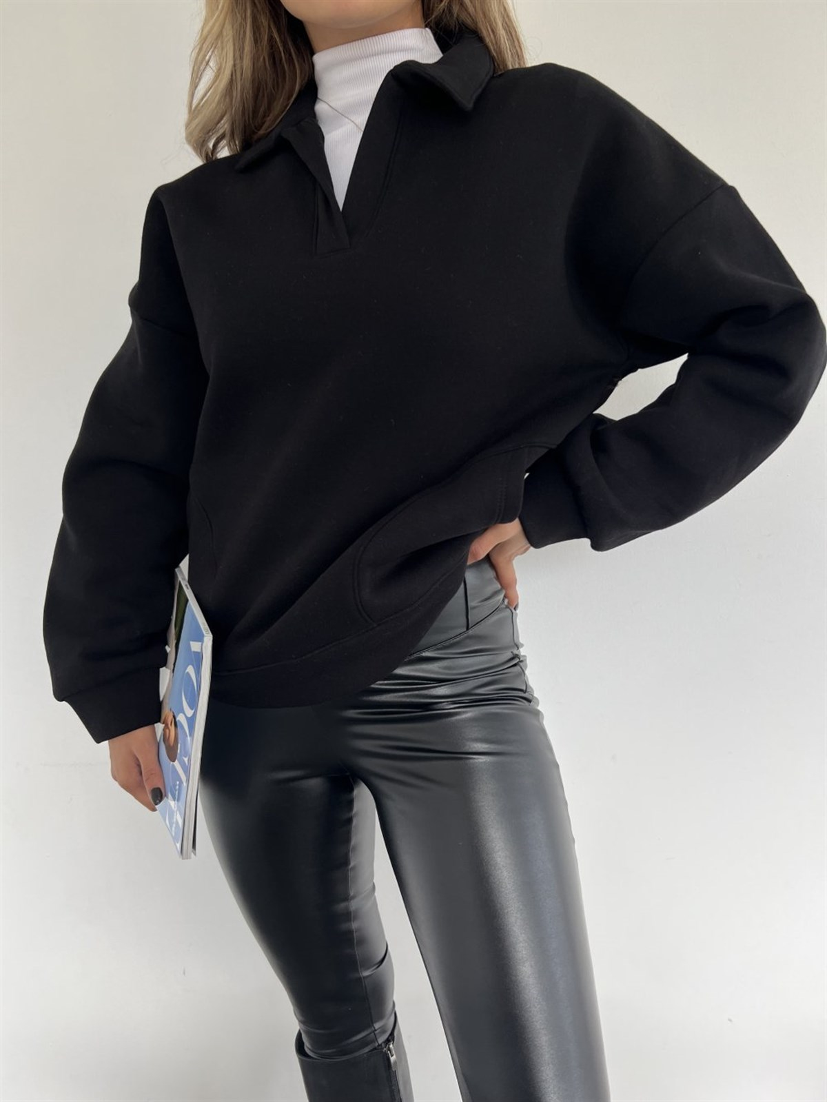 Polo Yaka Sweat 3283 SİYAH