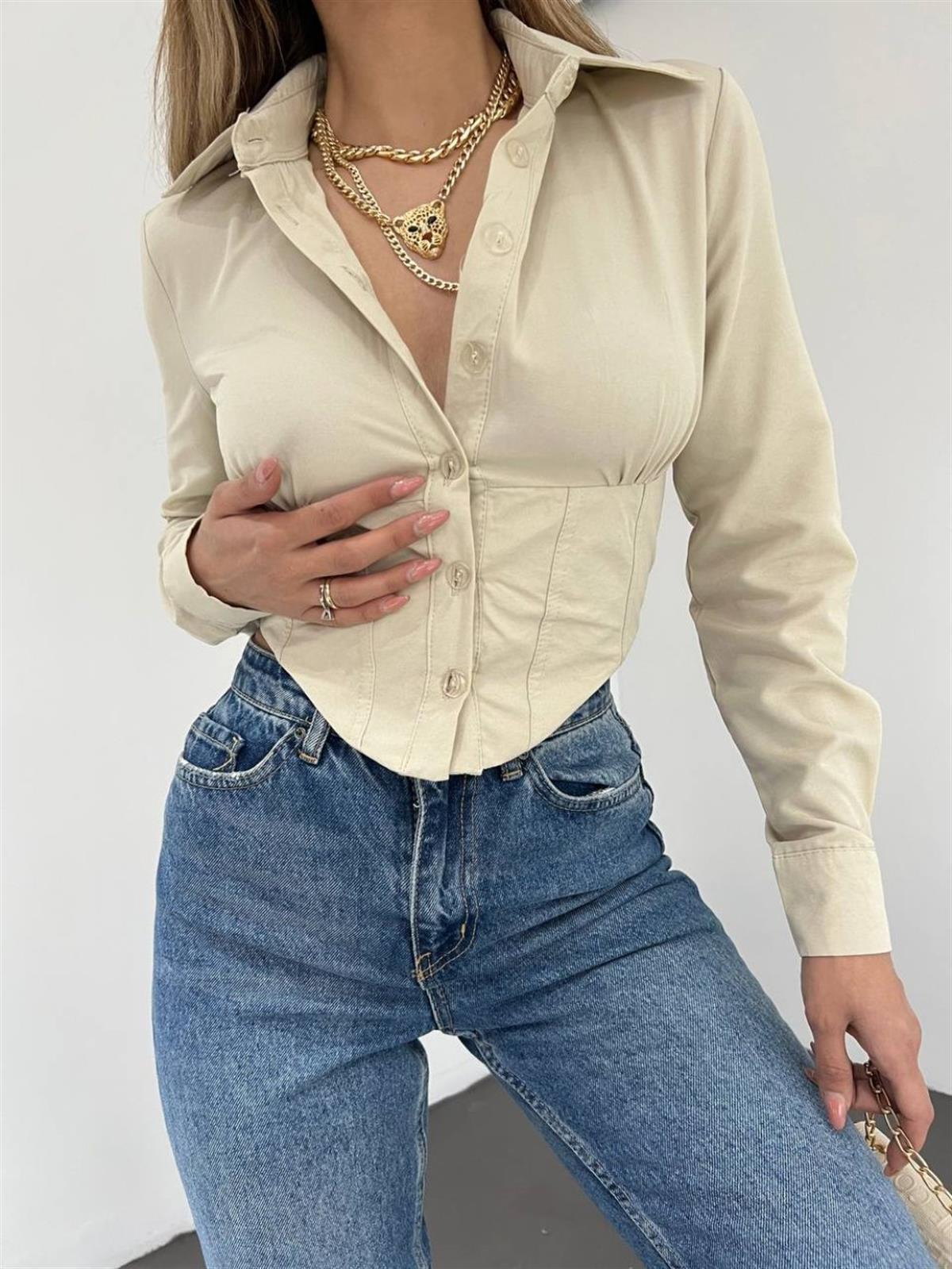 Poplin Zara Gömlek 9210 Taş Rengi 