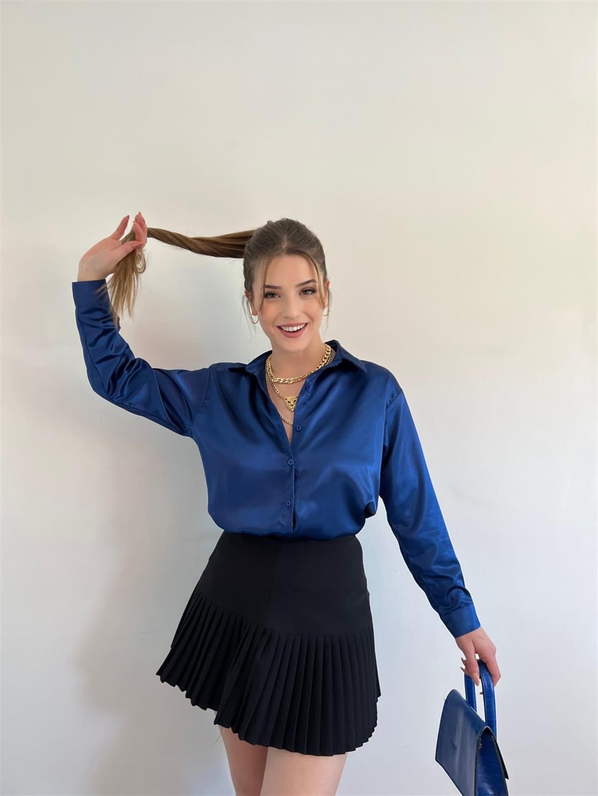 Saten Gömlek 4108  LACİVERT