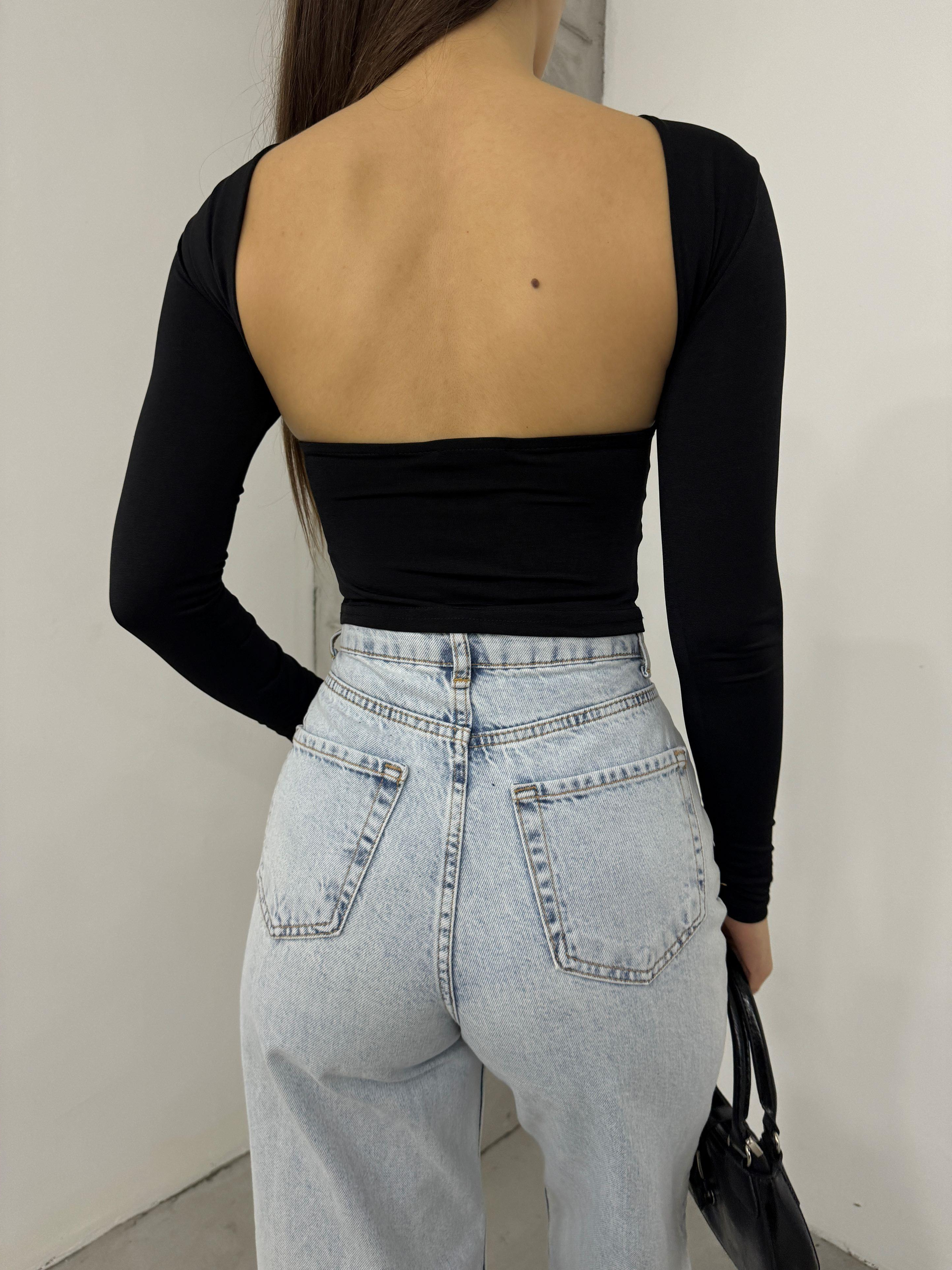 Sırt Dekolte Bluz SS114 SİYAH