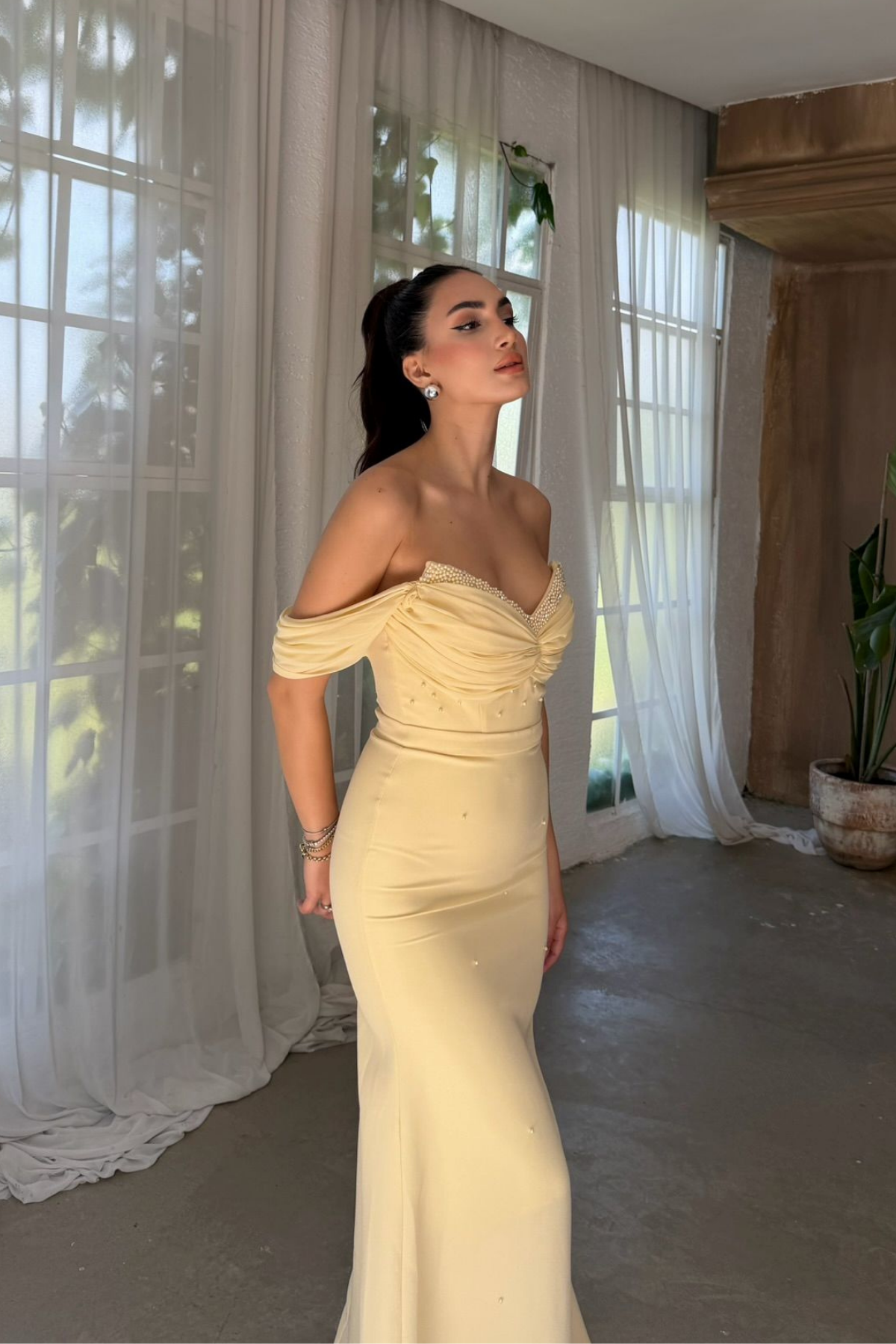 Talya Kayık Yaka İncili Abiye 1061
