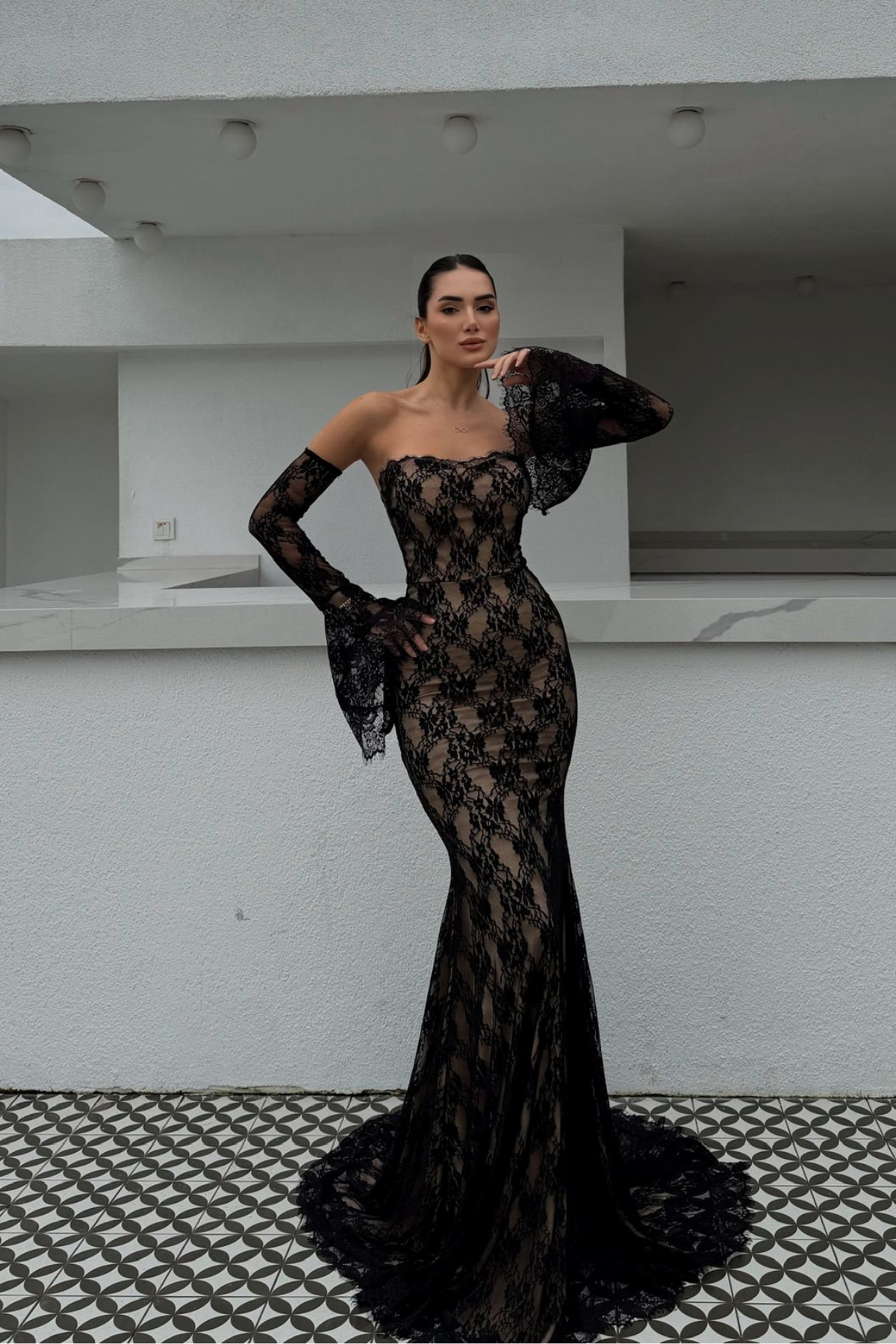 Violetta Güpür Balık Tasarım Abiye 84629 SİYAH