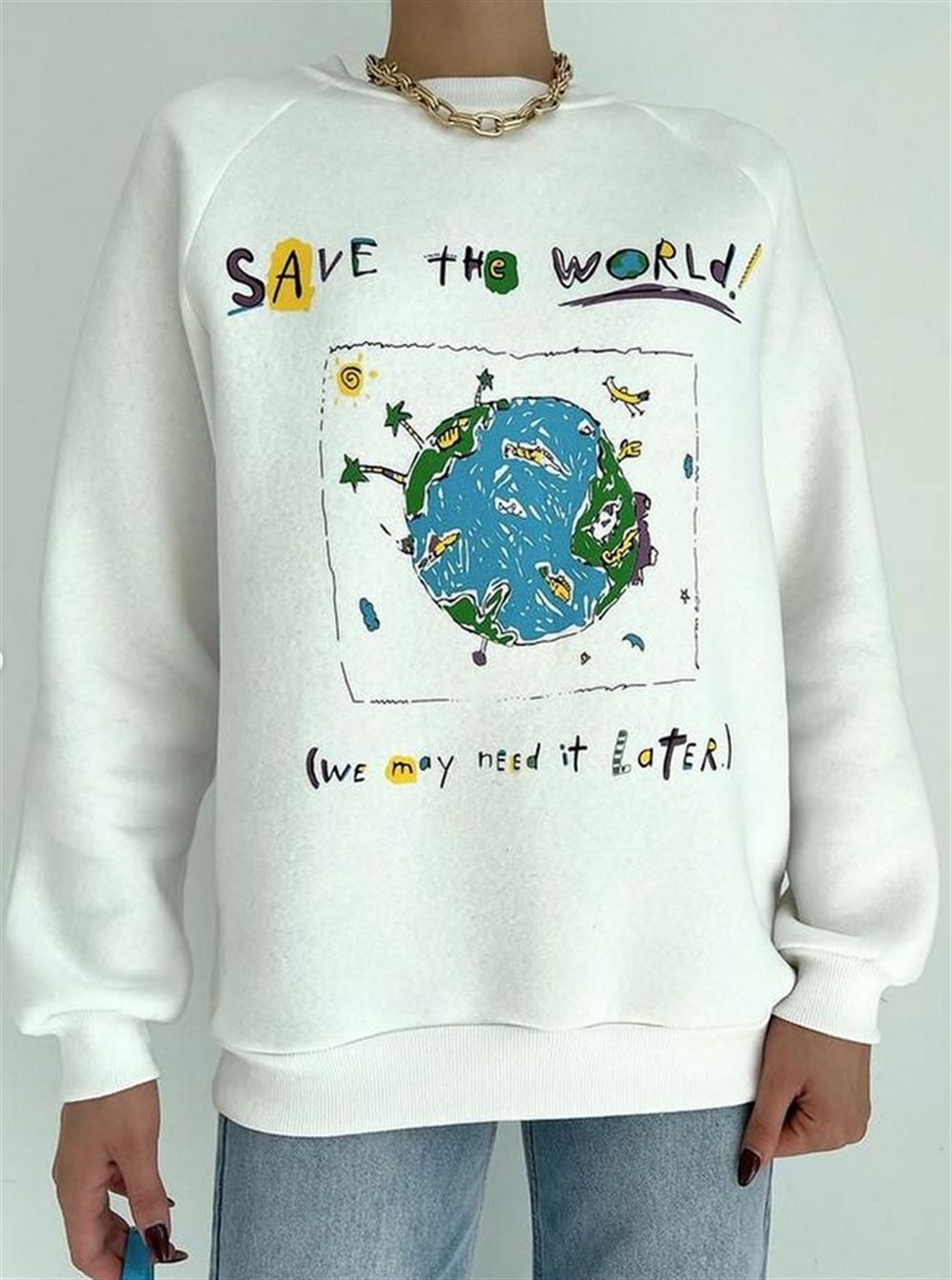 World Baskı Sweat-4065