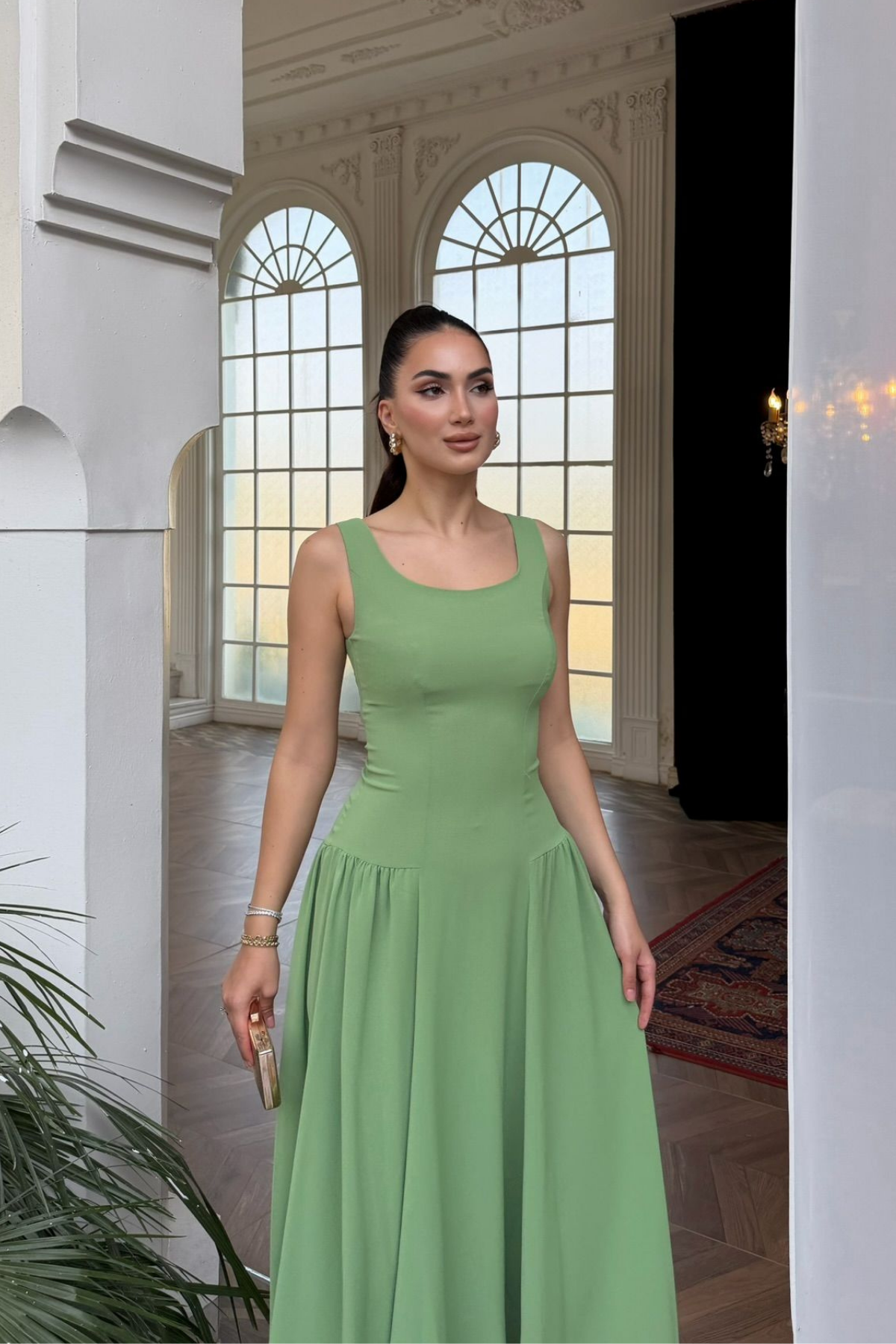 Yıldız Kalın Askılı Midi Elbise 1112