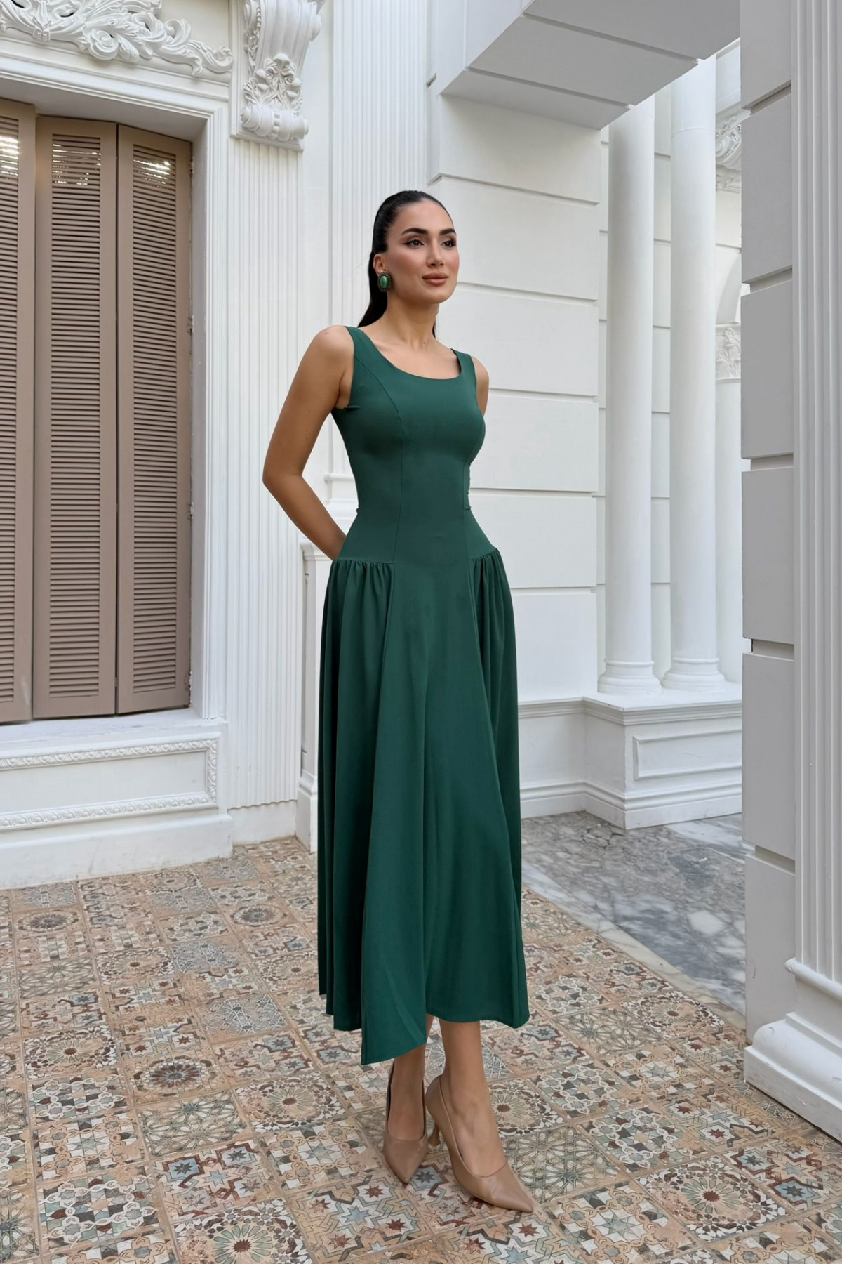 Yıldız Kalın Askılı Midi Elbise 1112
