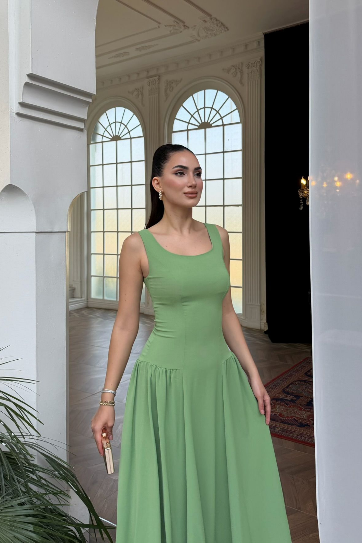 Yıldız Kalın Askılı Midi Elbise 1112
