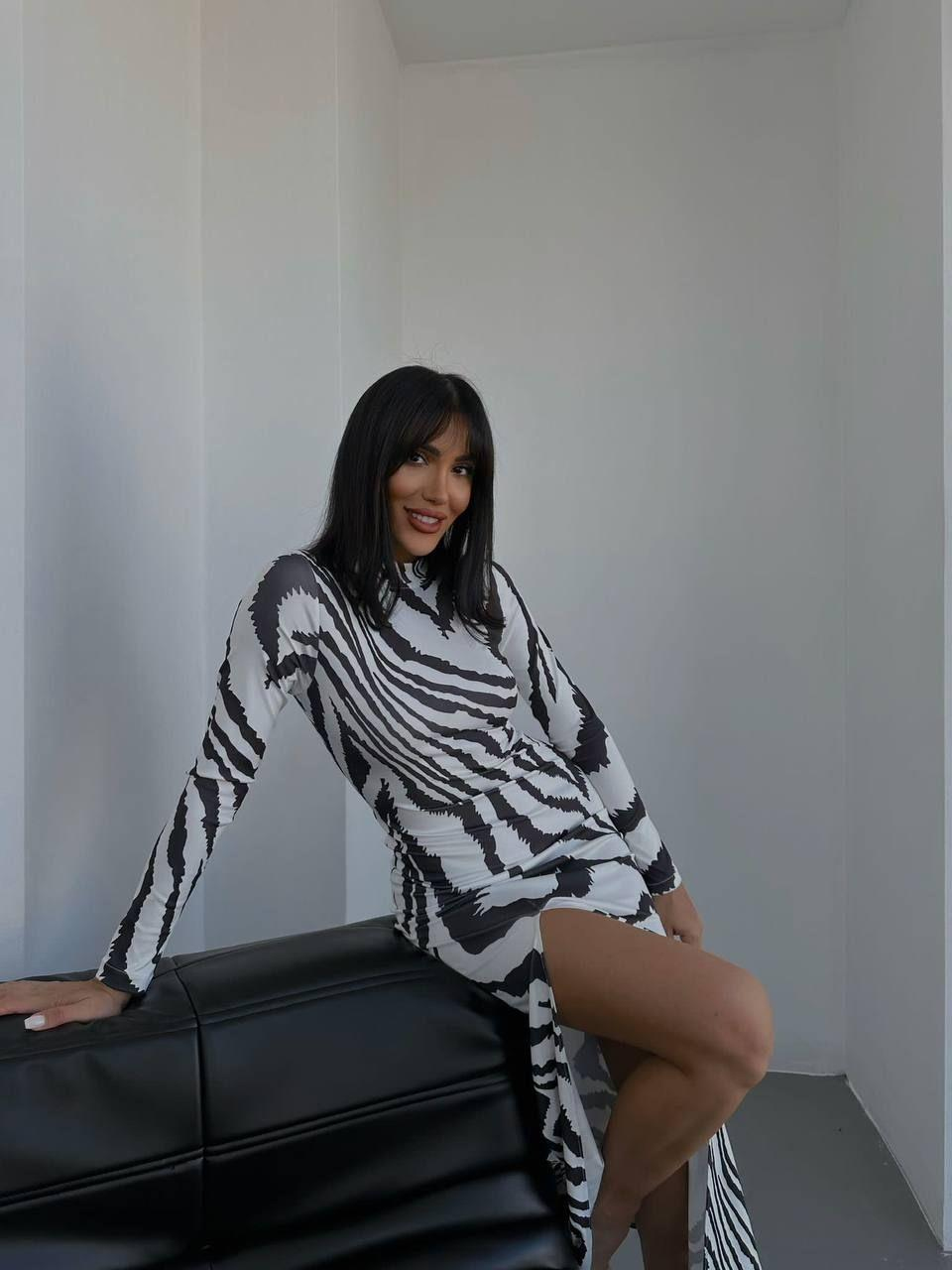 Zebra Desen Yasmin Maxi Elbise 4745