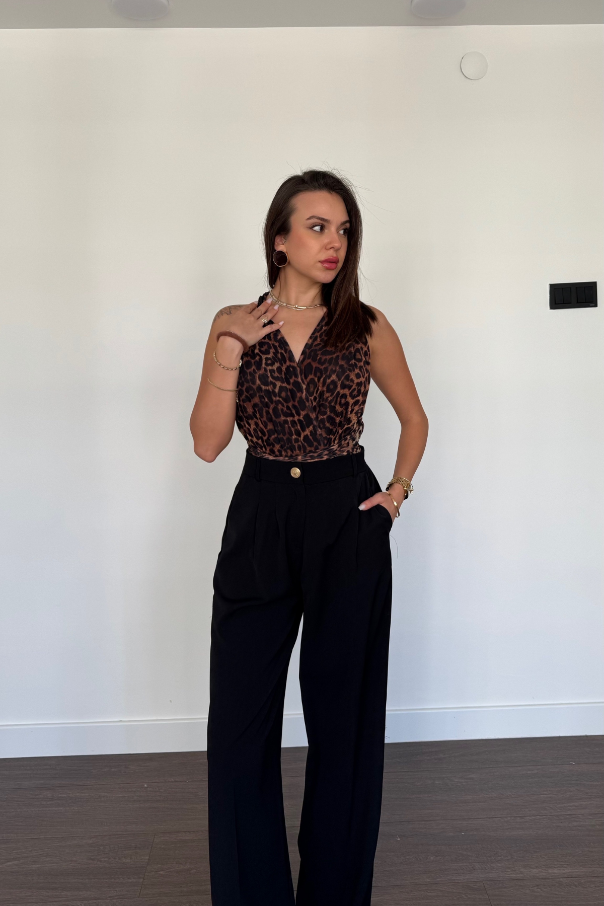 Bağlamalı Bodysuit-Leopar