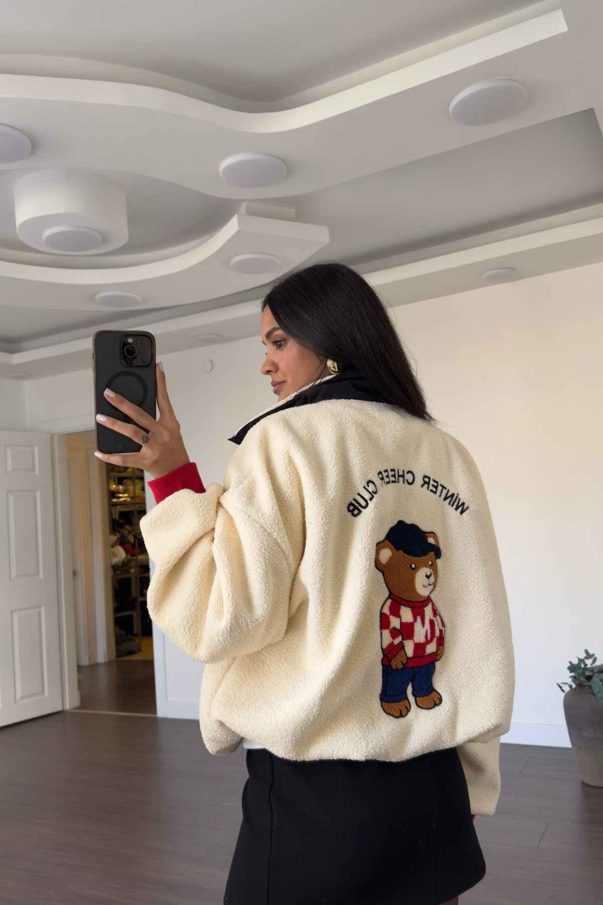 Baskılı Peluş Sweatshirt