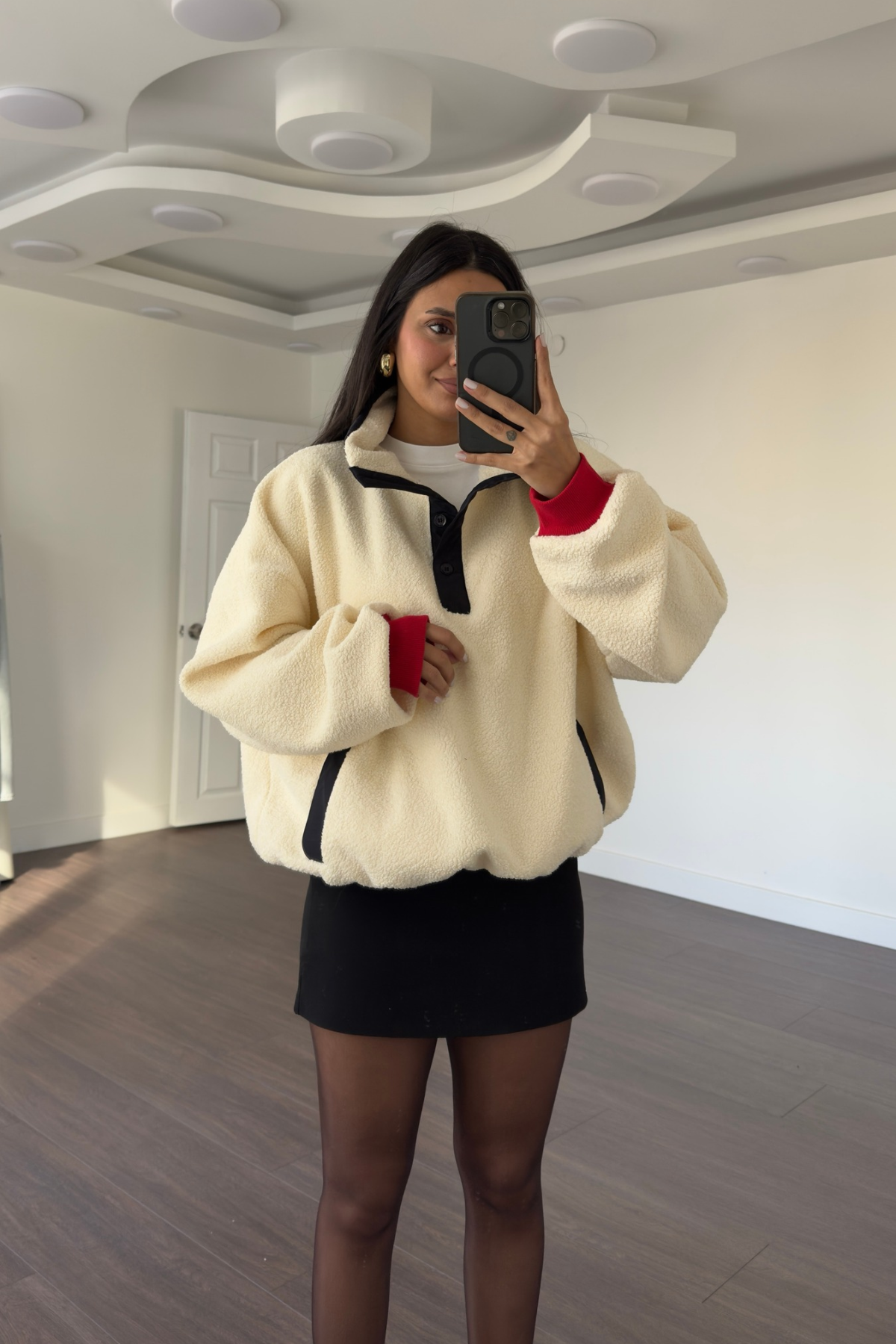 Baskılı Peluş Sweatshirt