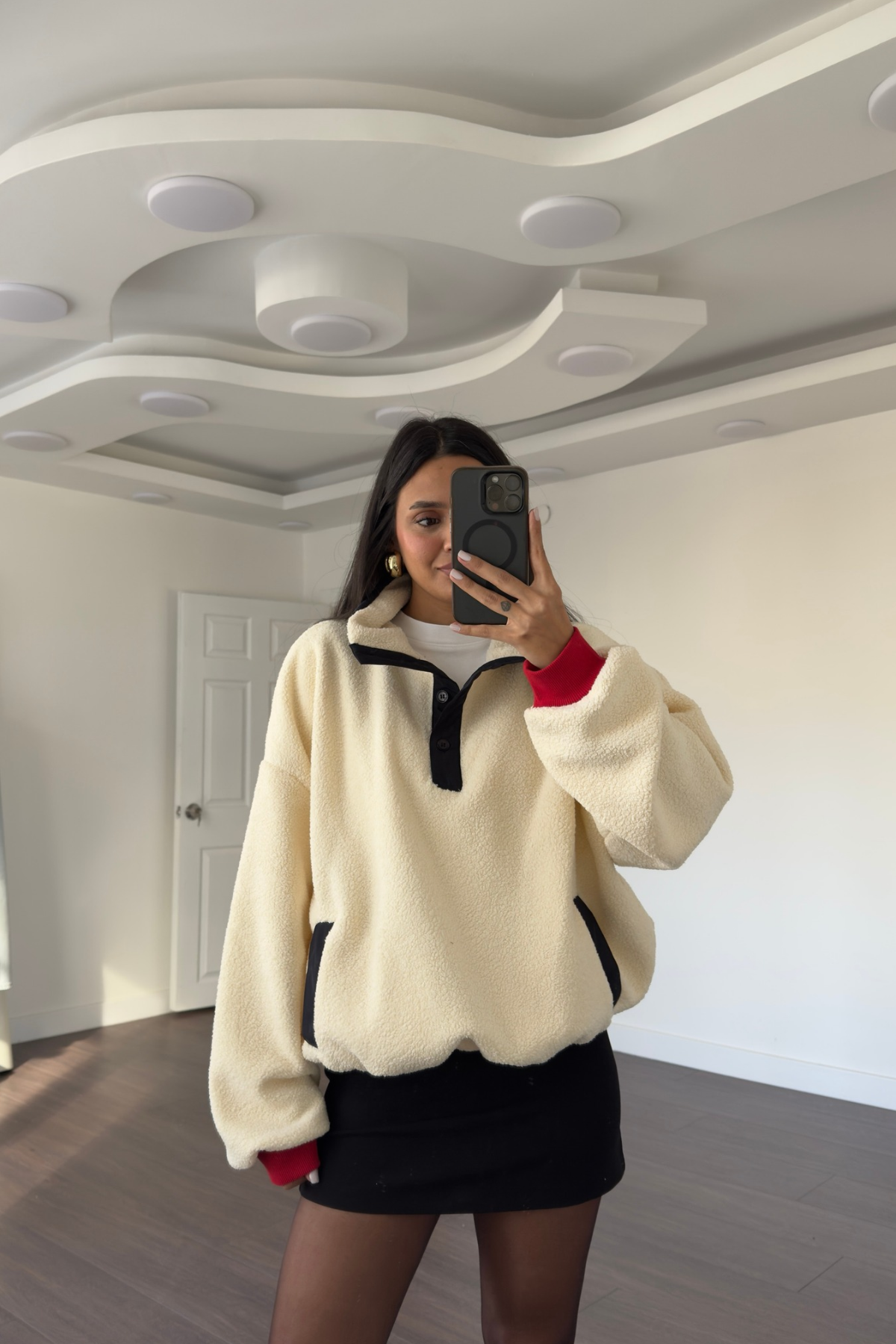 Baskılı Peluş Sweatshirt