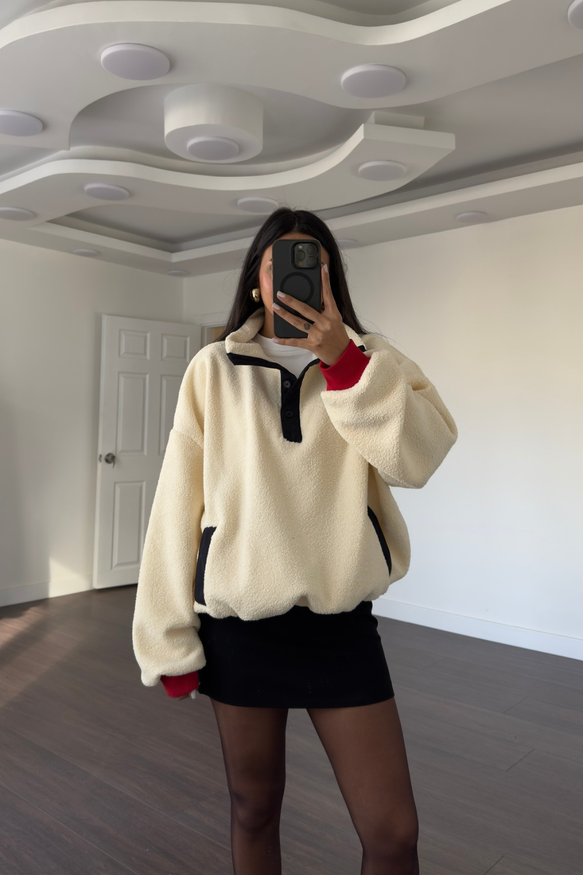 Baskılı Peluş Sweatshirt