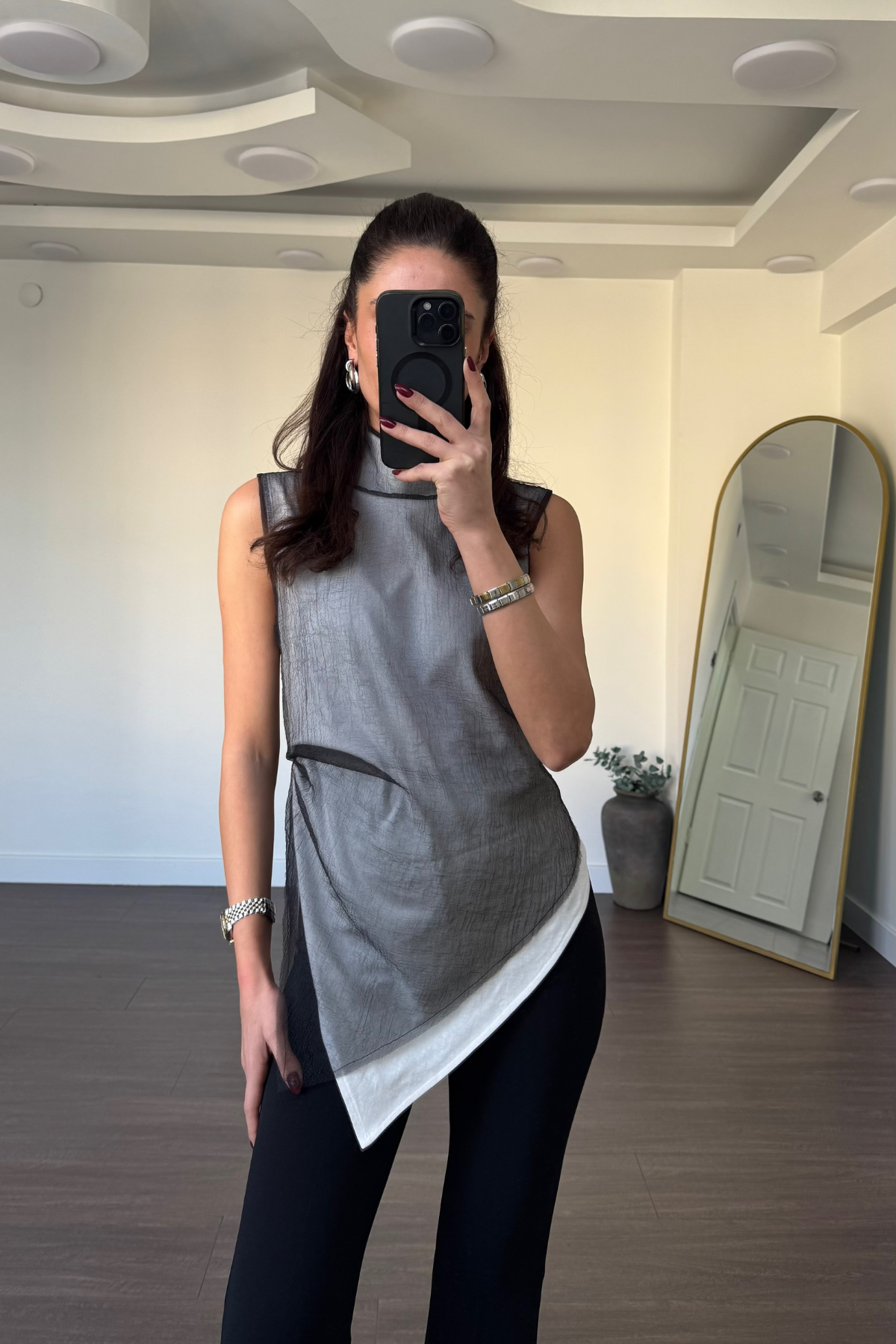 Çift Katmanlı Asimetrik Bluz