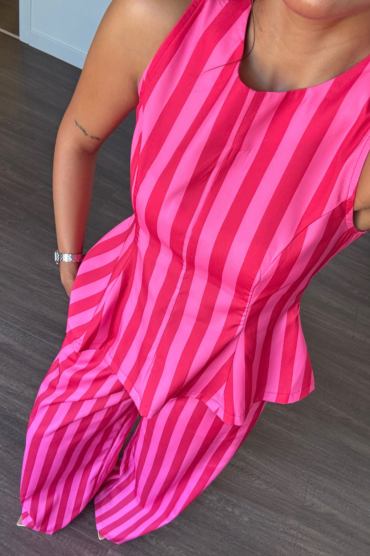 Çizgi Desenli Takım-Pembe