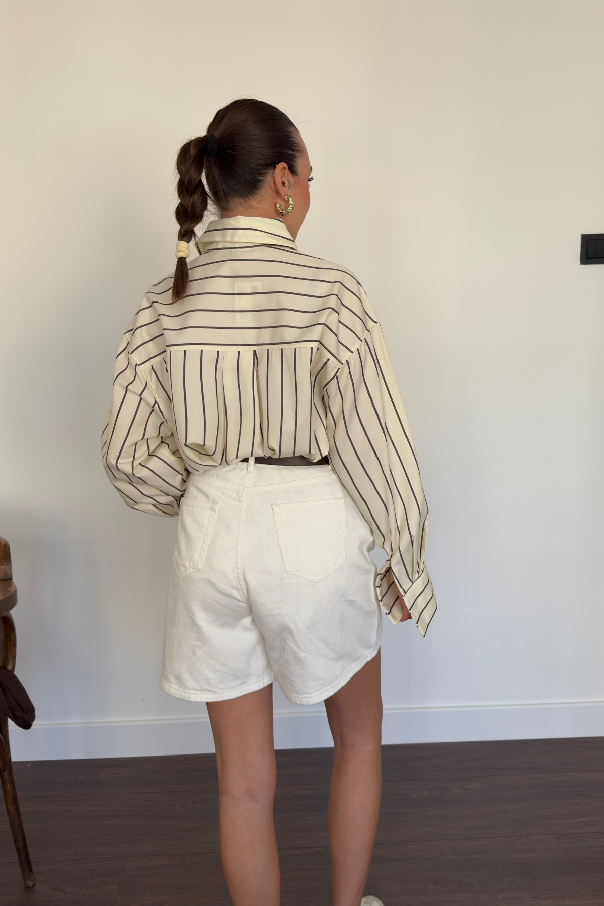 Ekru Fit Denim Şort