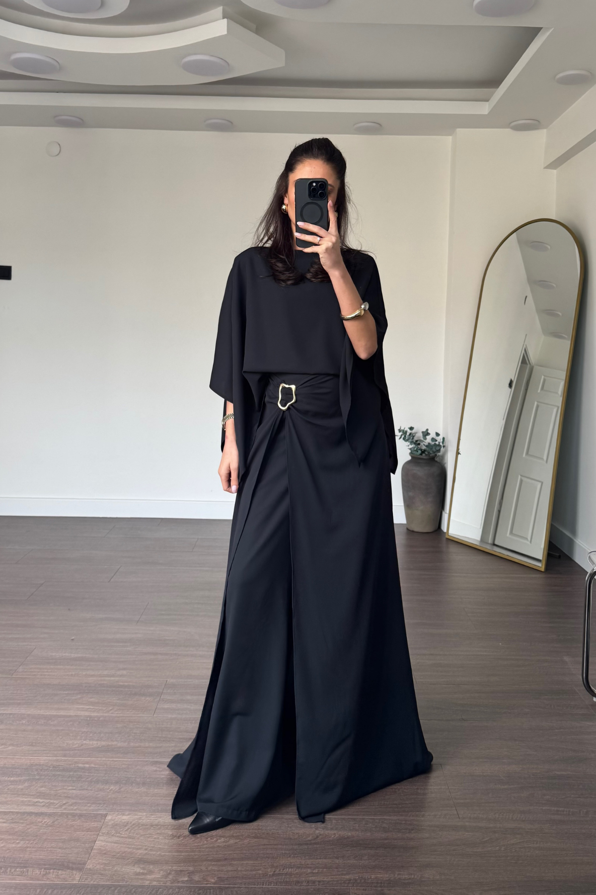 Etek Pantolon Bluz Takım-Siyah
