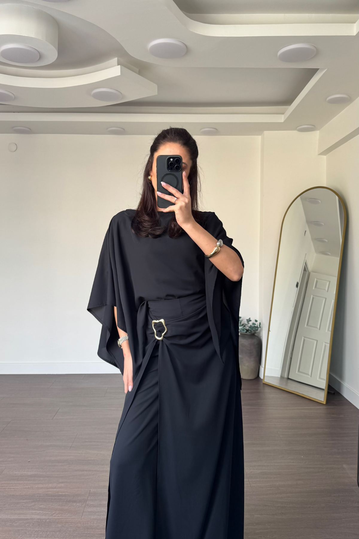 Etek Pantolon Bluz Takım-Siyah