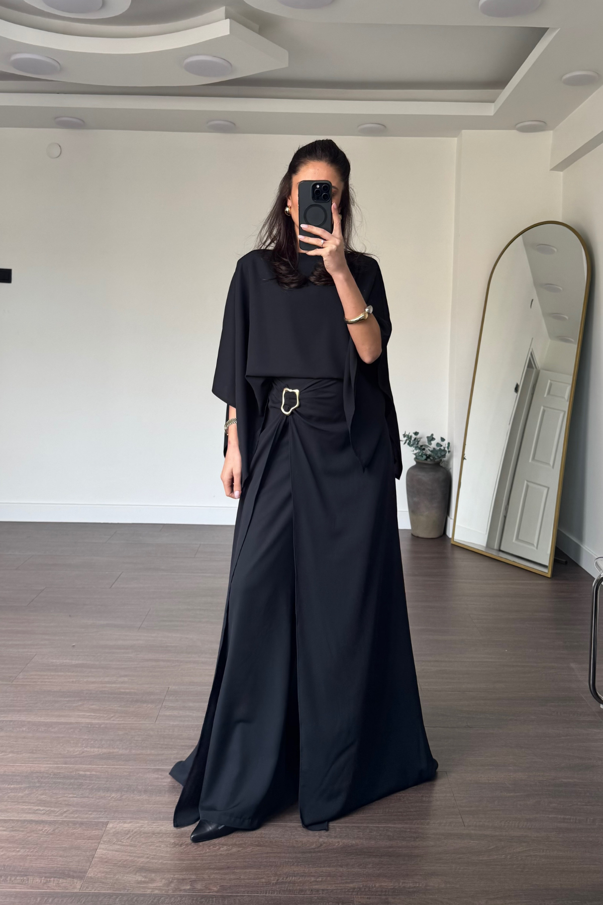 Etek Pantolon Bluz Takım-Siyah
