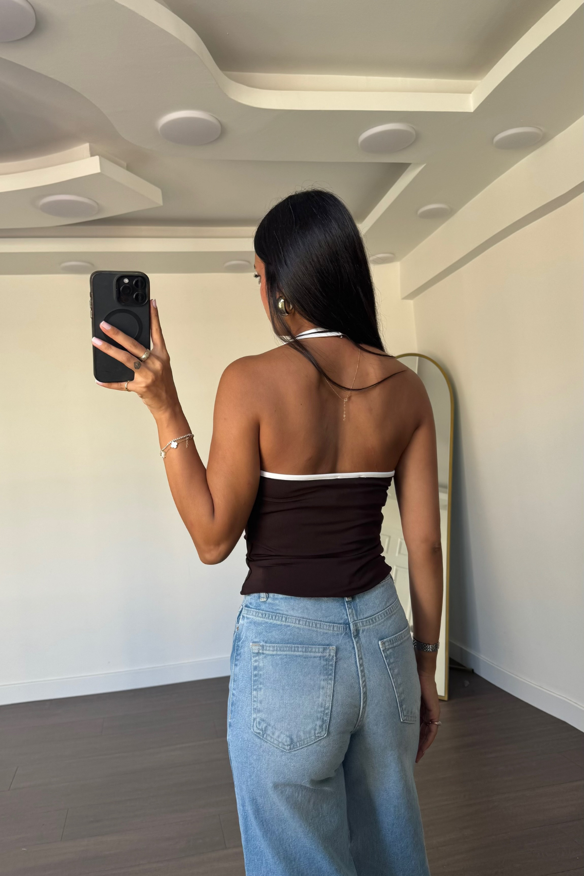 Halter Yaka Biyeli Atlet-Kahve
