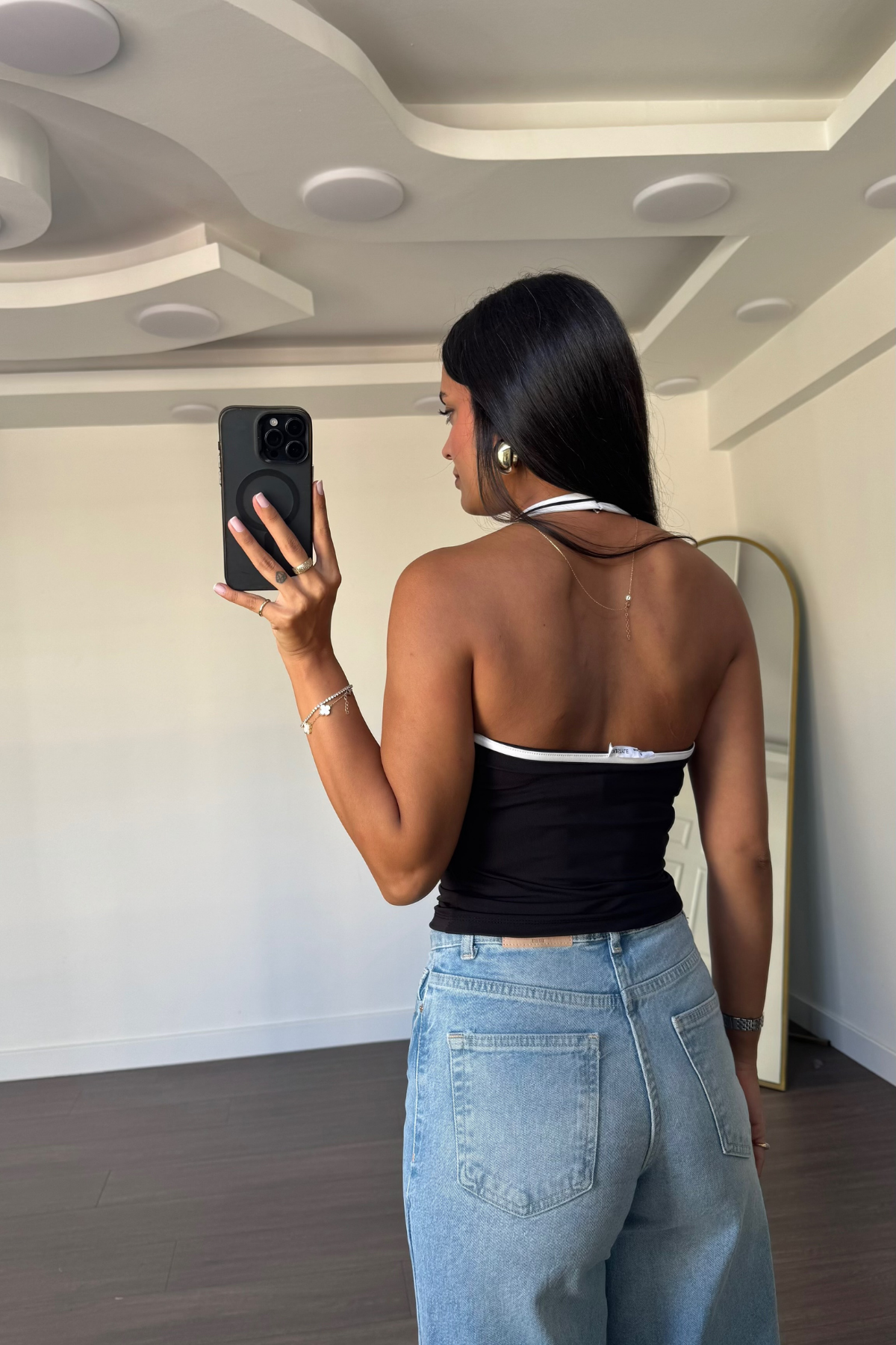 Halter Yaka Biyeli Atlet-Siyah