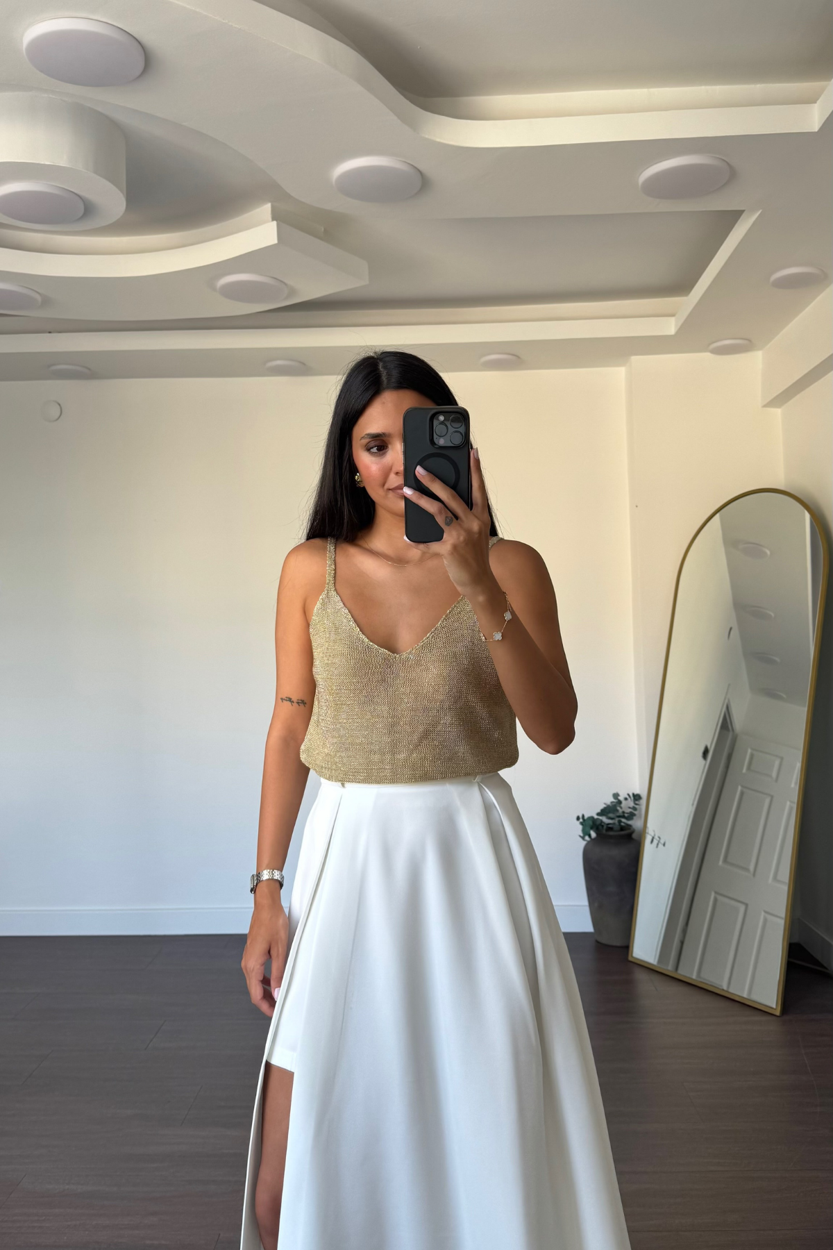 Işıltılı Askılı Triko-Gold