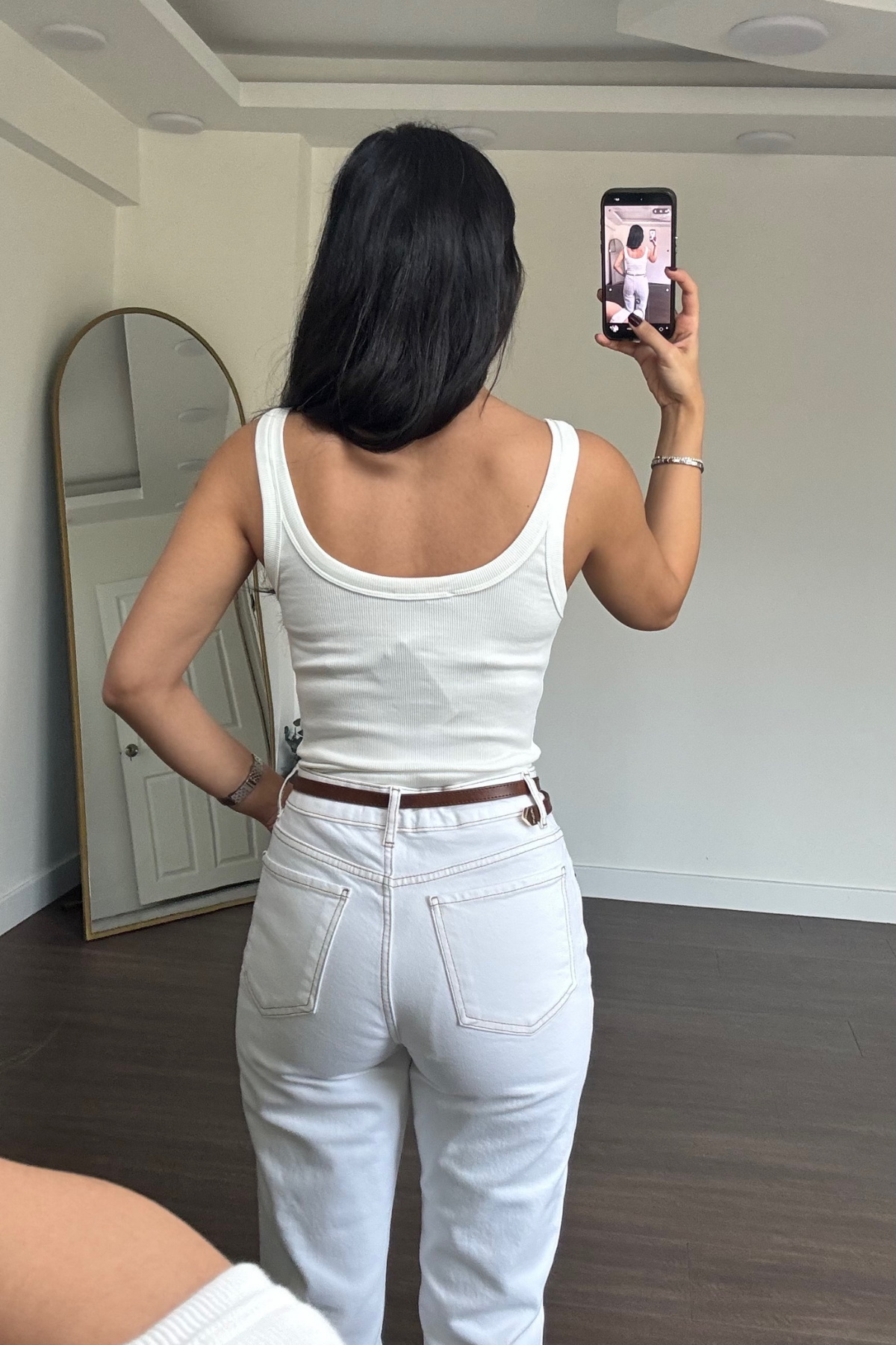 Kare Yaka Fitilli Bodysuit-Beyaz