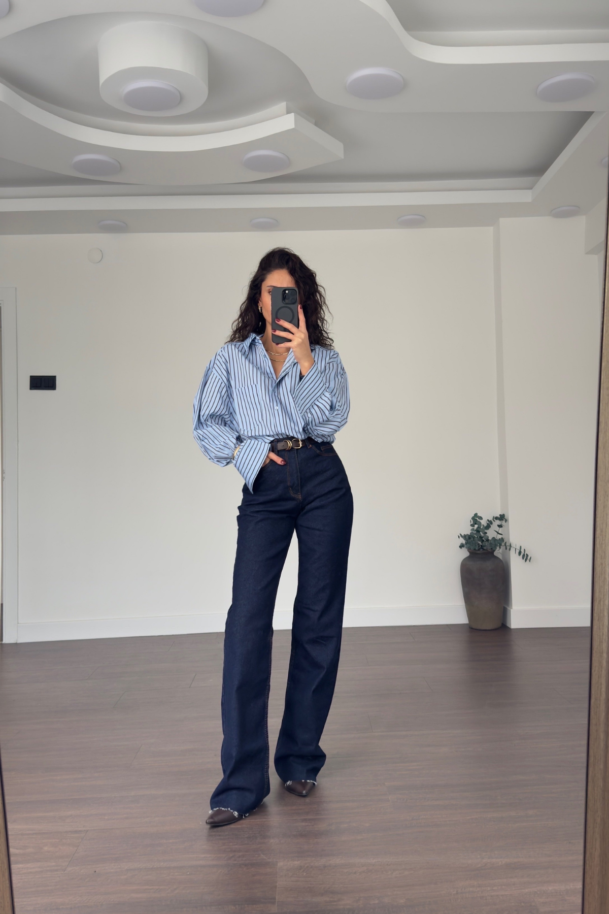 Kesik Paça Straight Jean-Lacivert