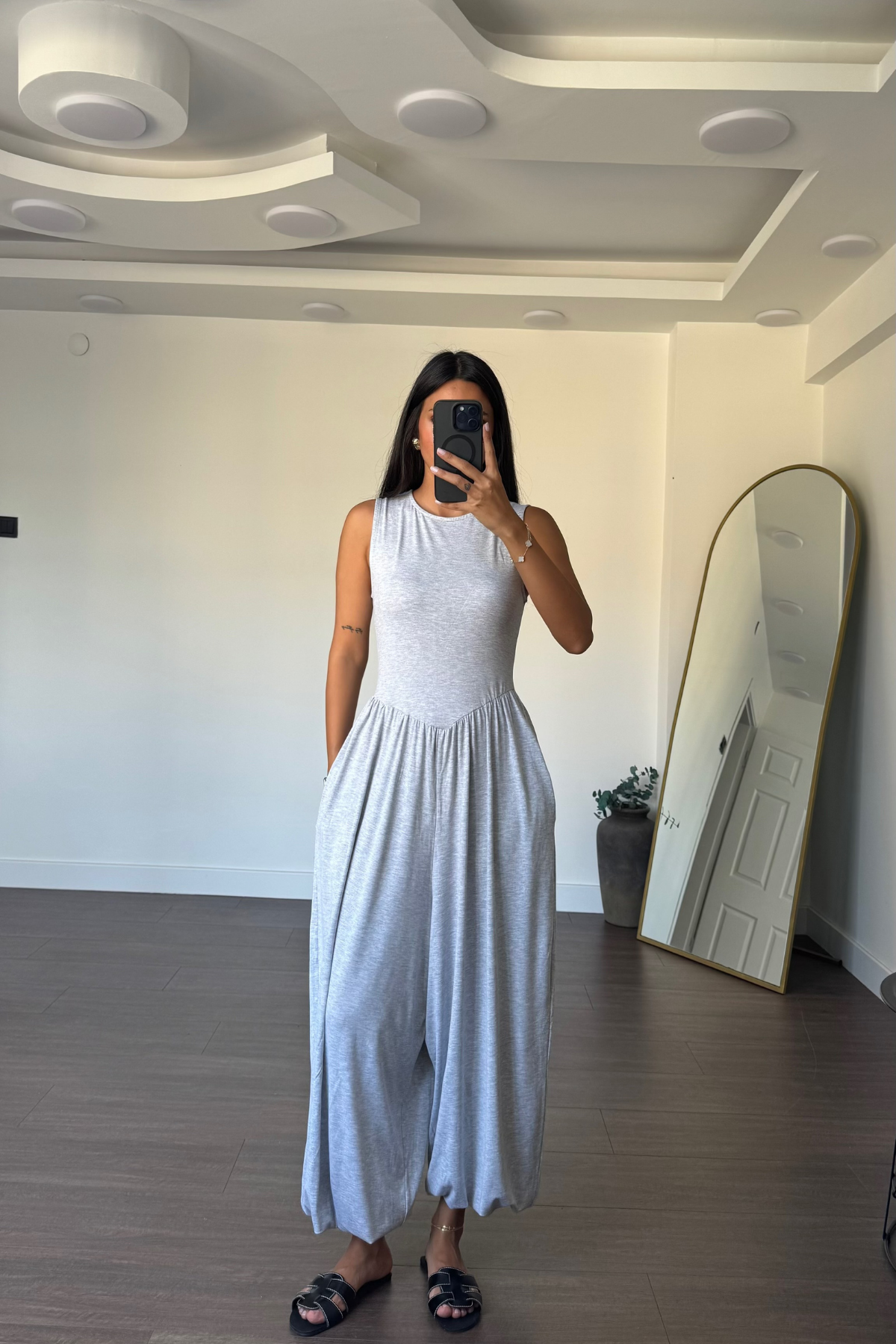 Kolsuz Basic Şalvar Tulum-Gri
