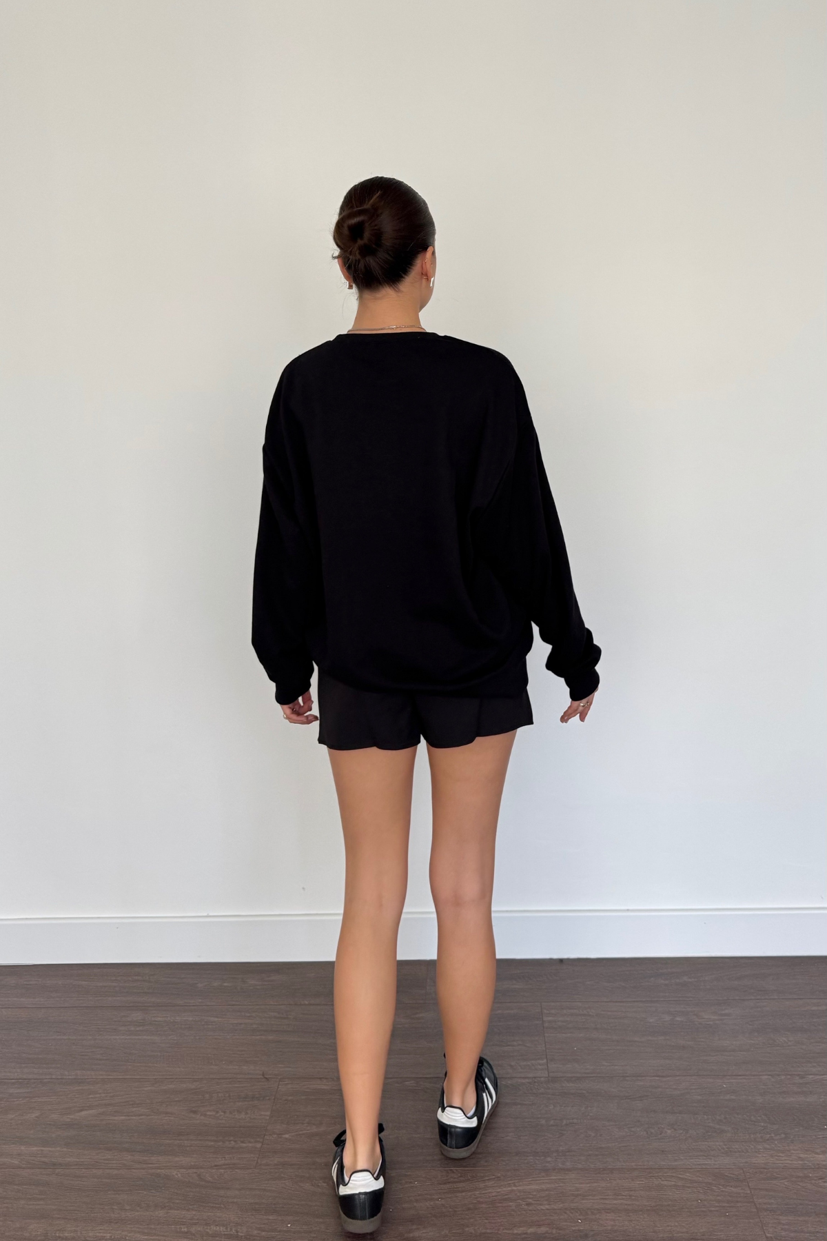 Leopar Baskılı Sweatshirt-Siyah