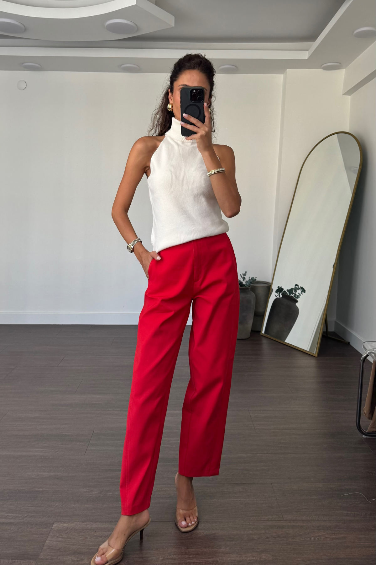 Marka Model Pantolon-Kırmızı