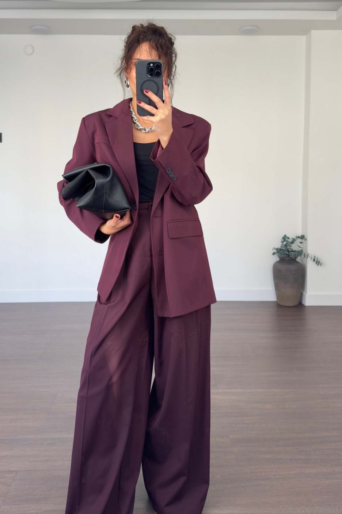 Premium Blazer Ceket Pantolon Takım-Mürdüm