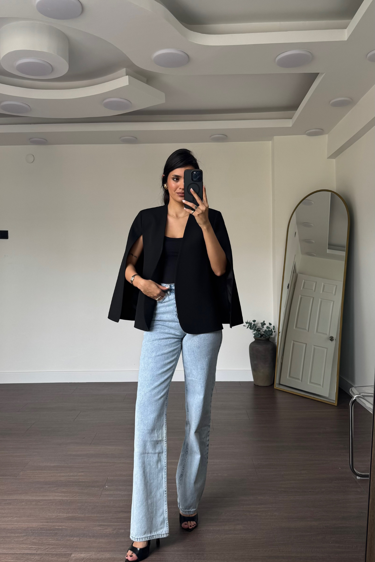 Premium Pelerin Ceket-Siyah 