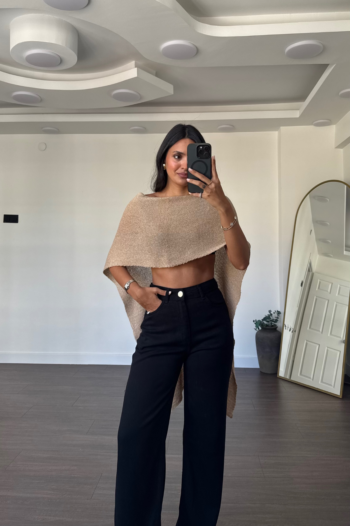 Simli Triko Şal-Gold