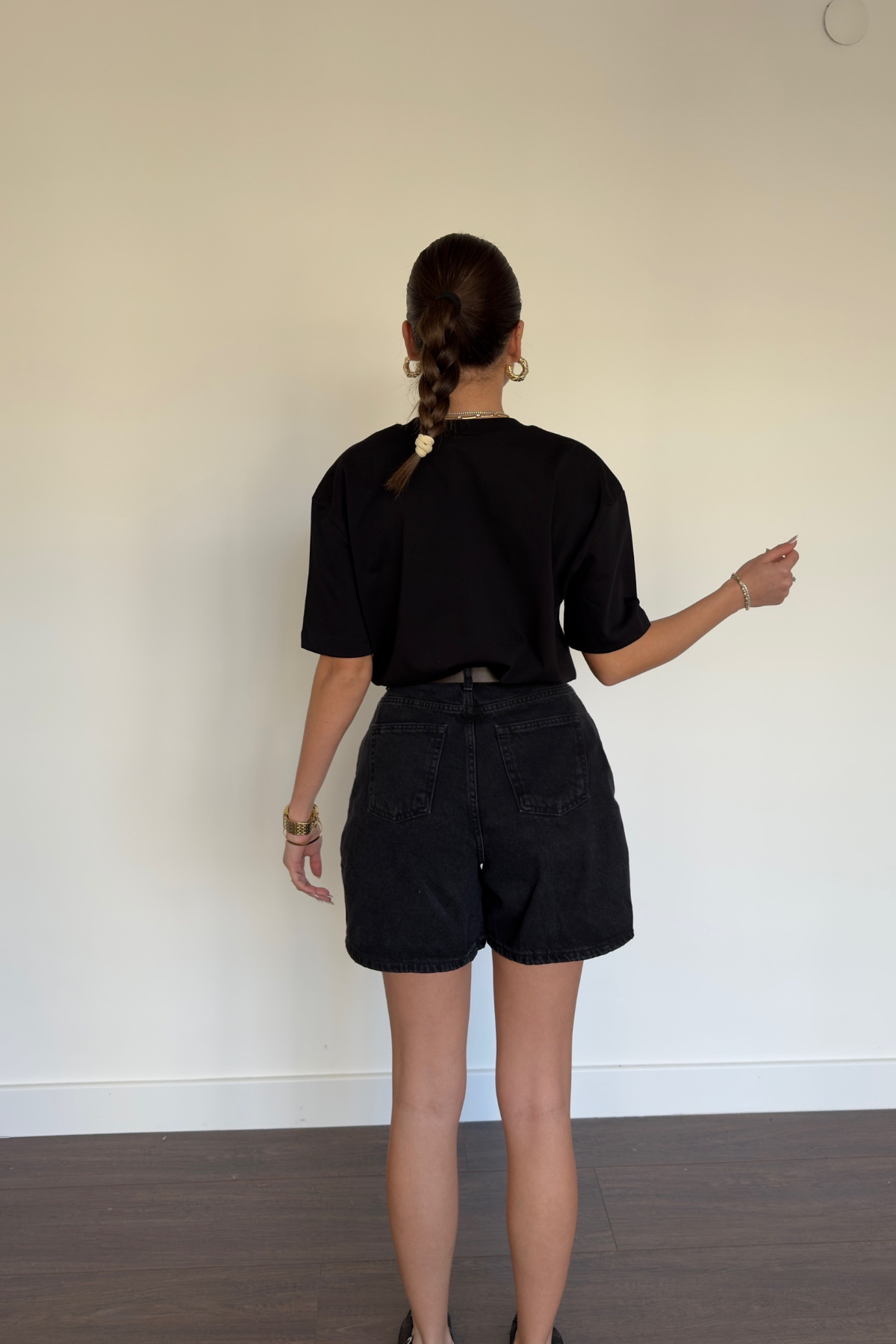Siyah Fit Denim Şort