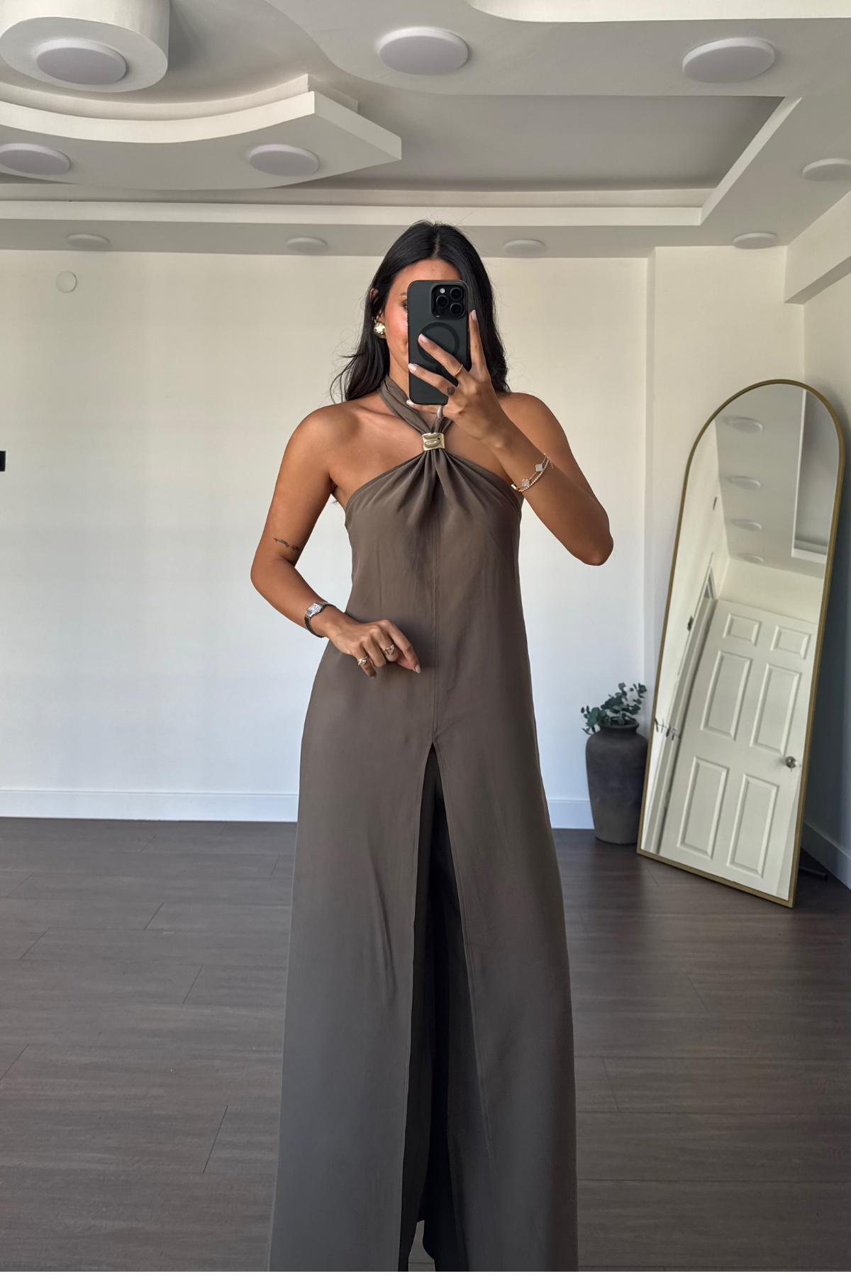 Tulum Görünümlü Bluz Pantolon Takım-Haki