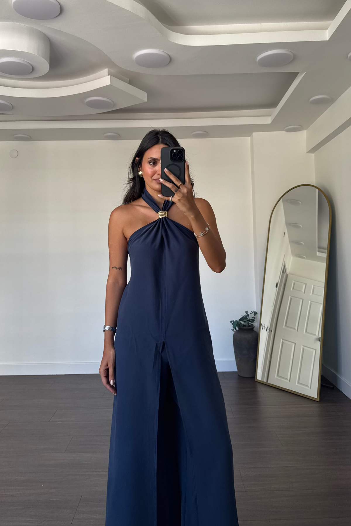 Tulum Görünümlü Bluz Pantolon Takım-Lacivert