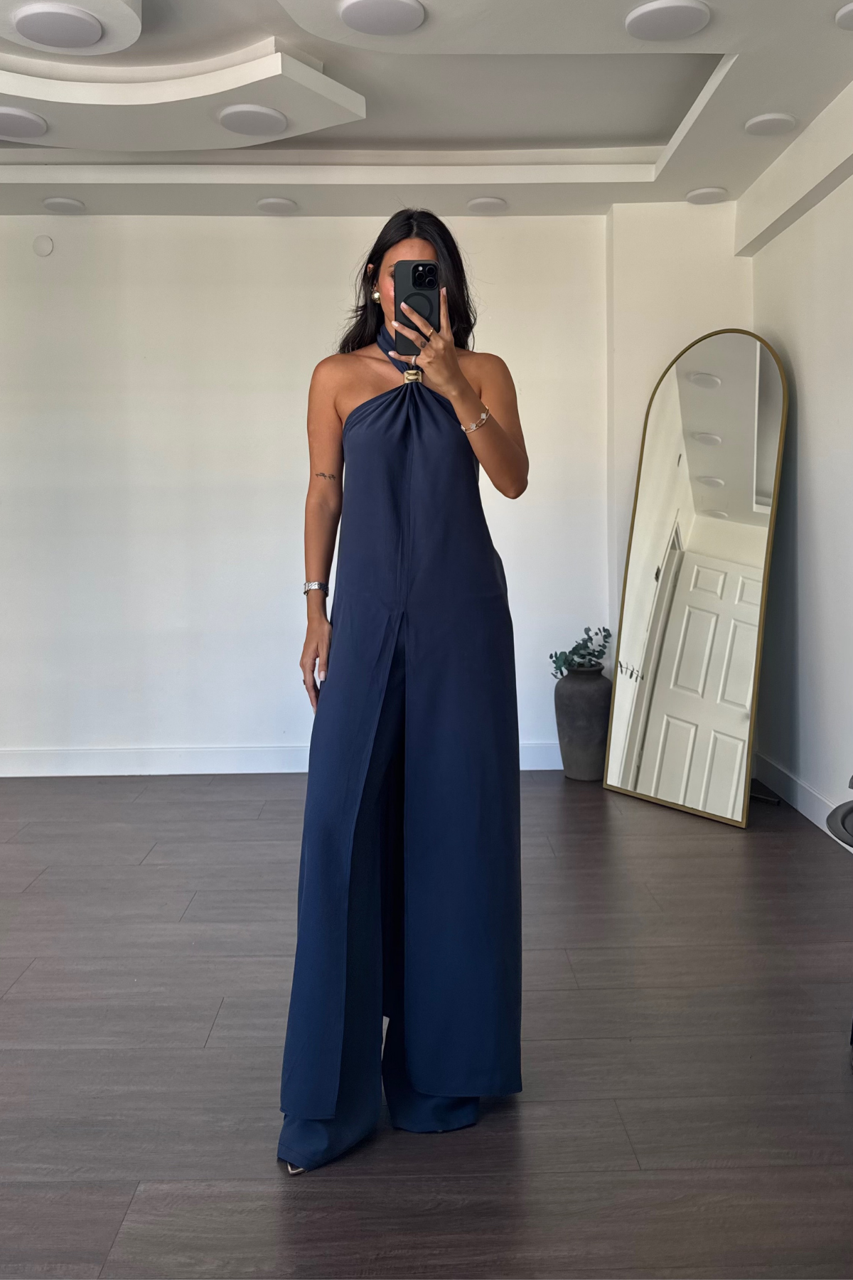 Tulum Görünümlü Bluz Pantolon Takım-Lacivert