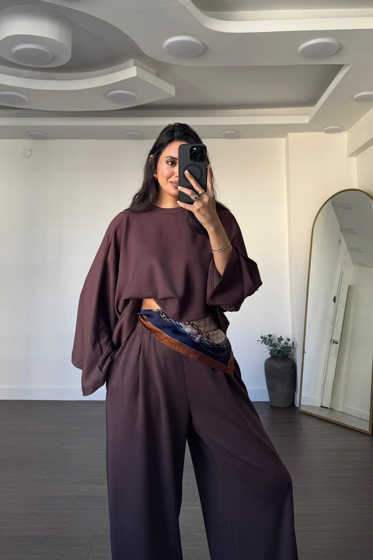 Yarasa Kol Modal Takım-Kahve